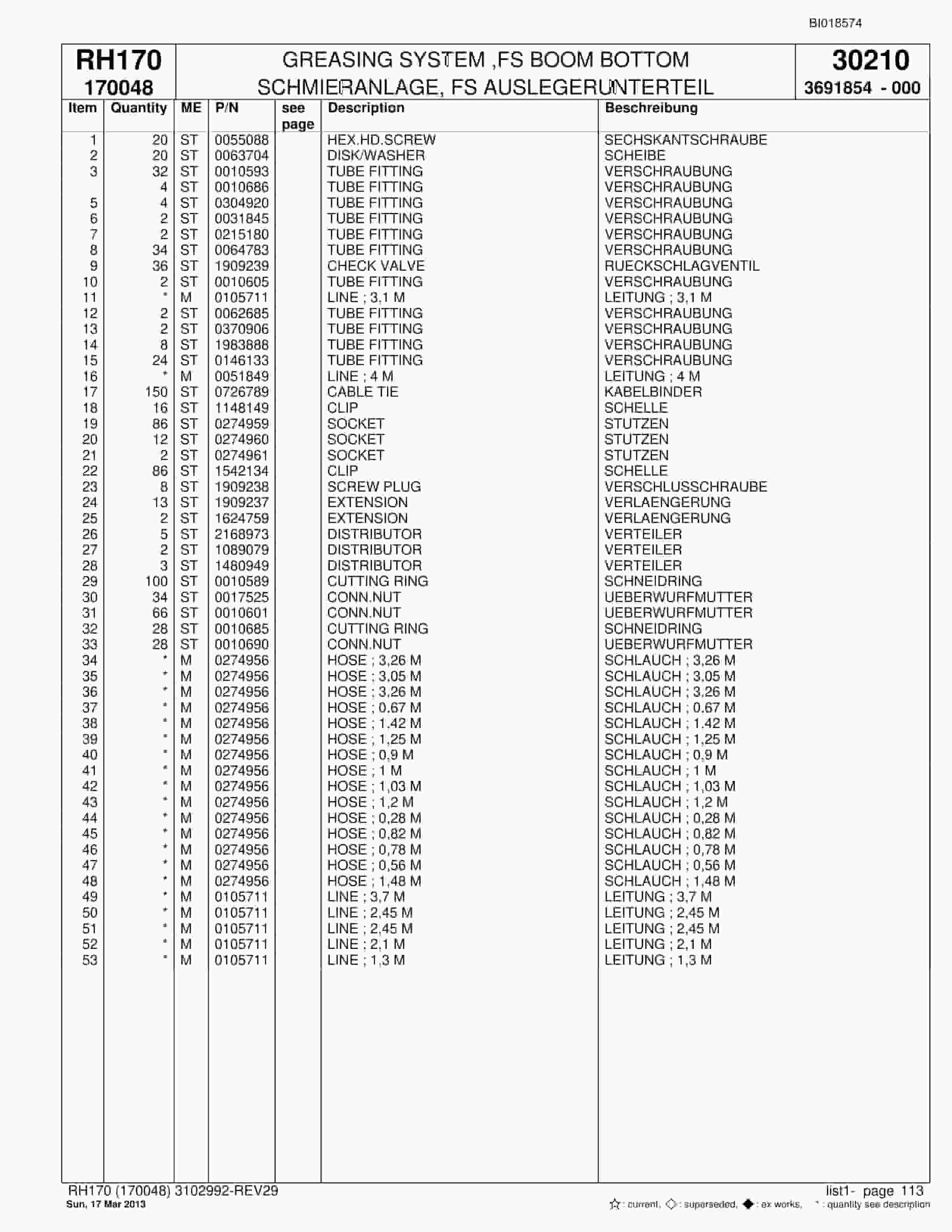 Bucyrus RH170 Hydraulic Excavator Parts Catalog BI018574-4