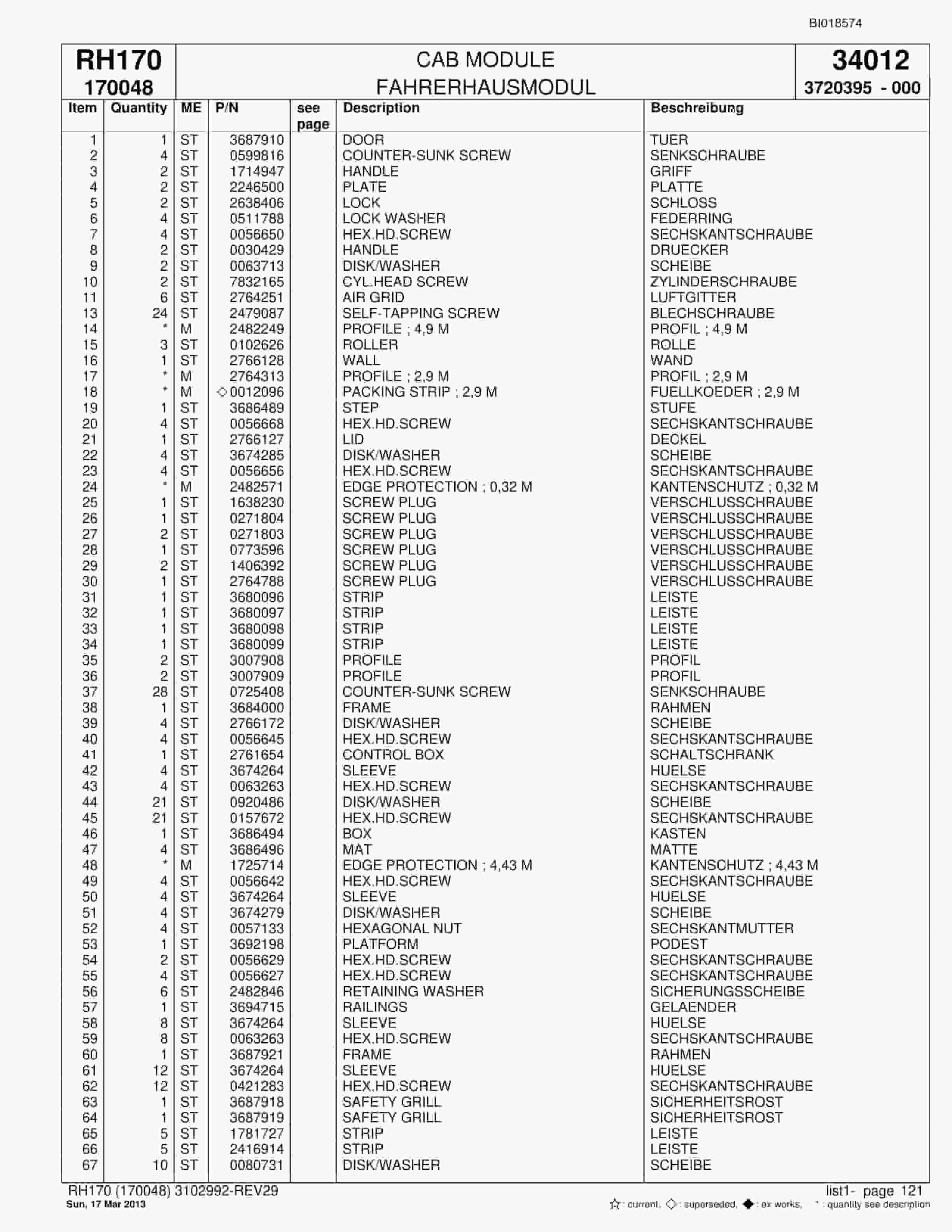 Bucyrus RH170 Hydraulic Excavator Parts Catalog BI018574-5