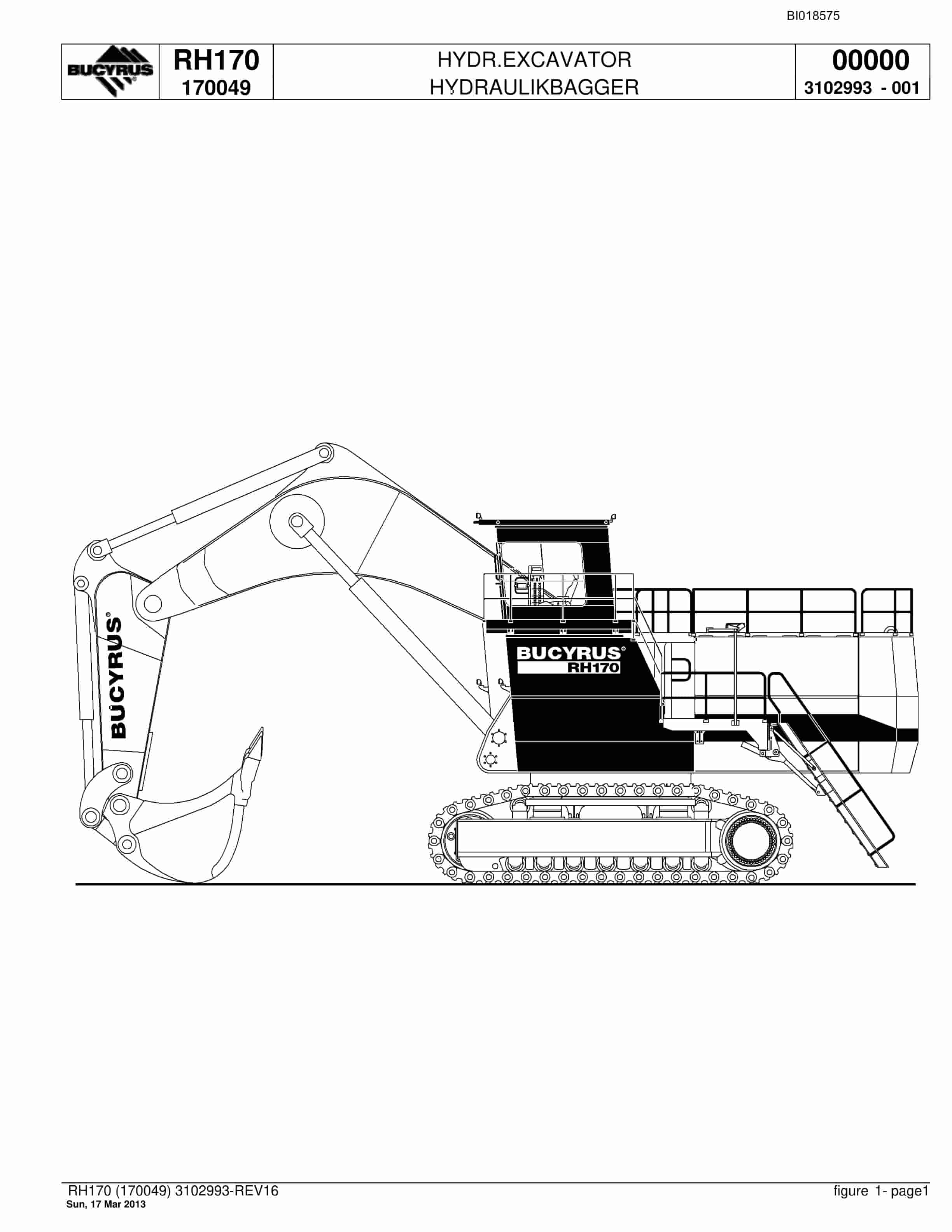 Bucyrus RH170 Hydraulic Excavator Parts Catalog BI018575