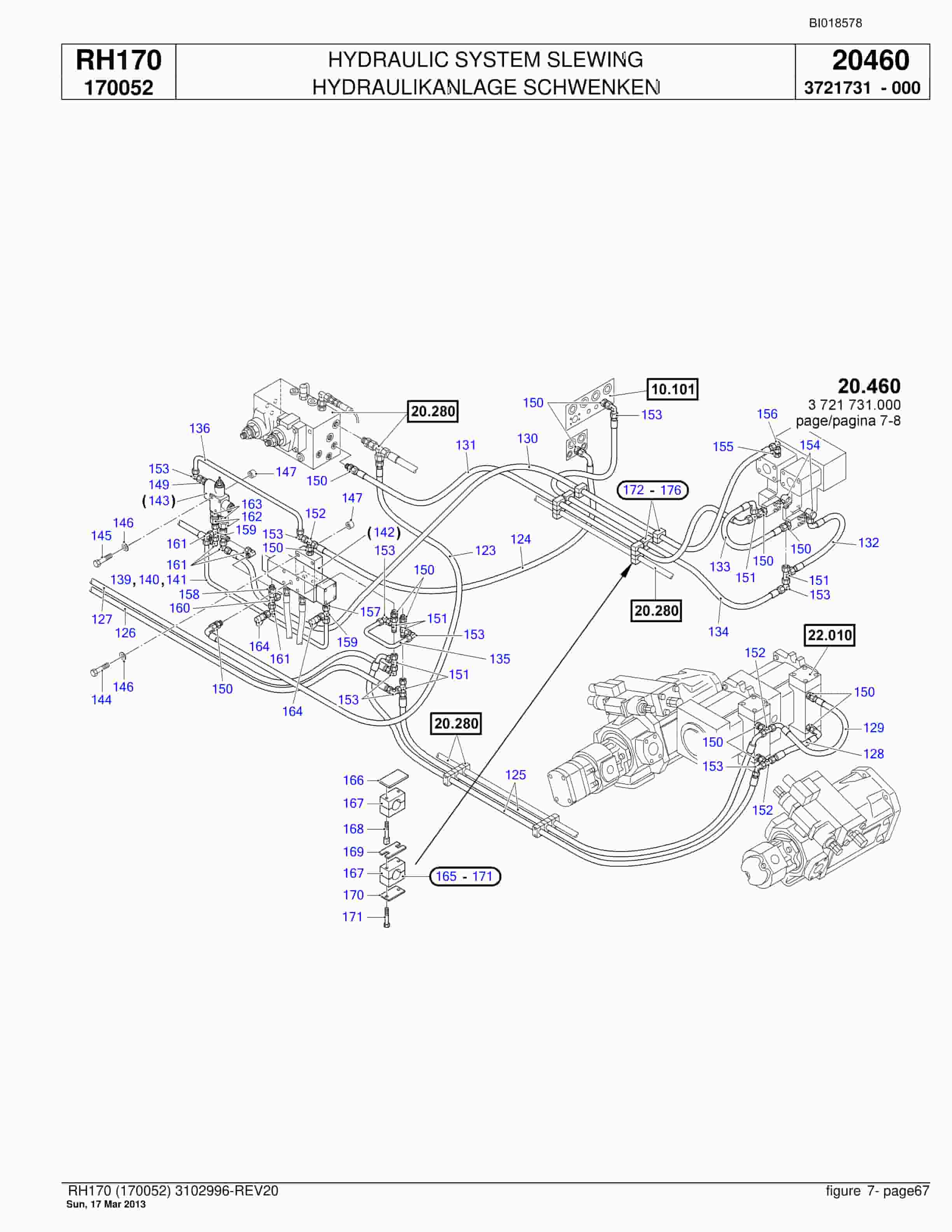 Bucyrus RH170 Hydraulic Excavator Parts Catalog BI018578-2