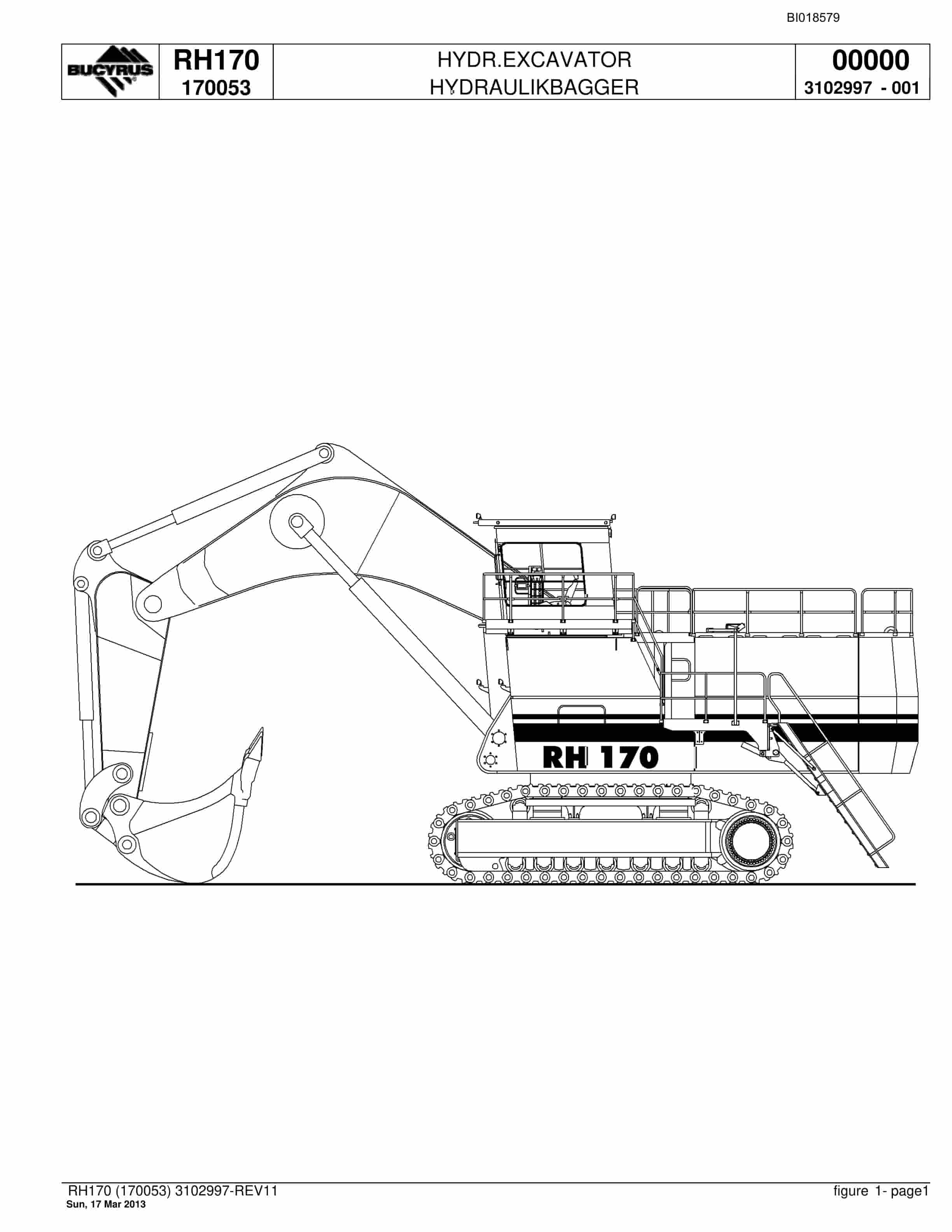 Bucyrus RH170 Hydraulic Excavator Parts Catalog BI018579
