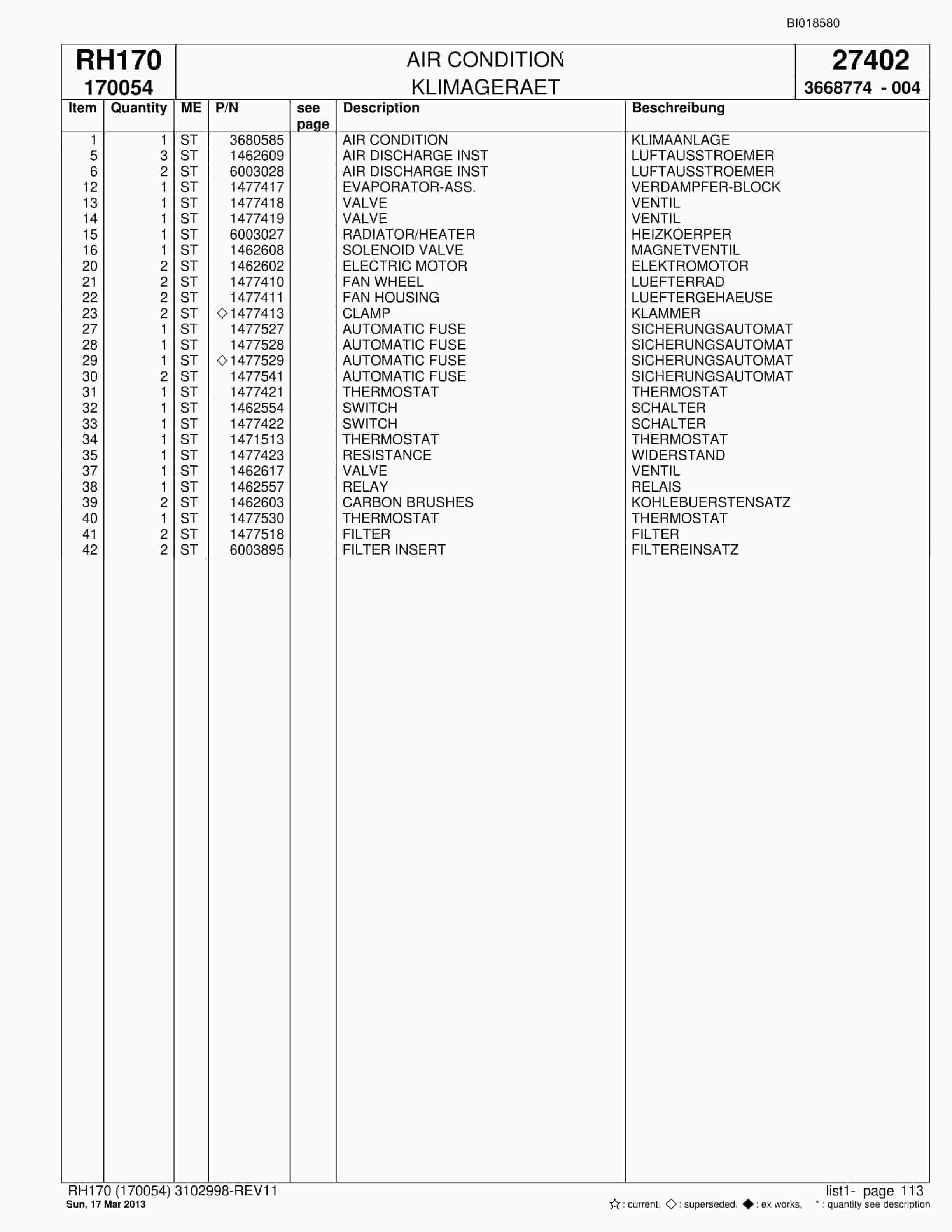 Bucyrus RH170 Hydraulic Excavator Parts Catalog BI018580-4