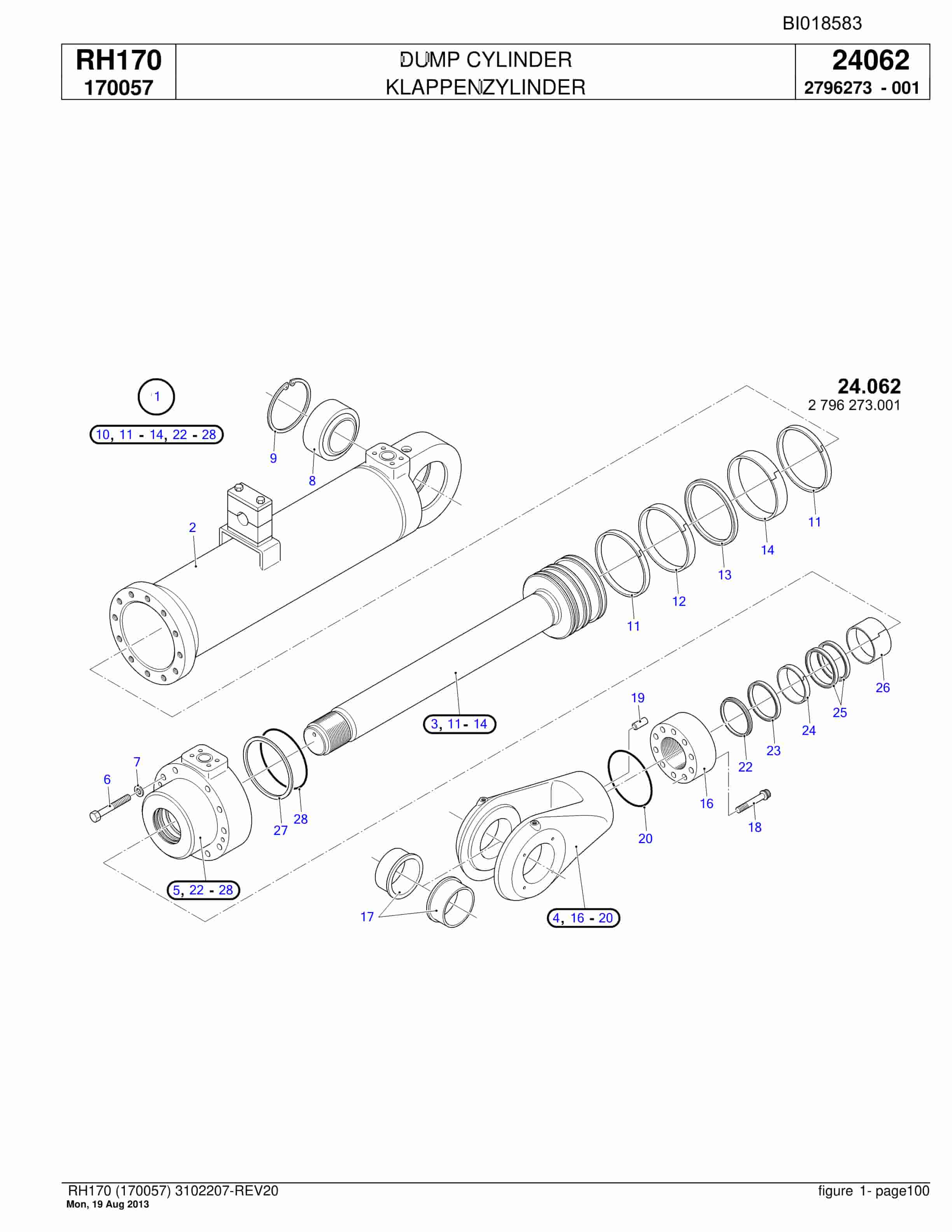 Bucyrus RH170 Hydraulic Excavator Parts Catalog BI018583-3