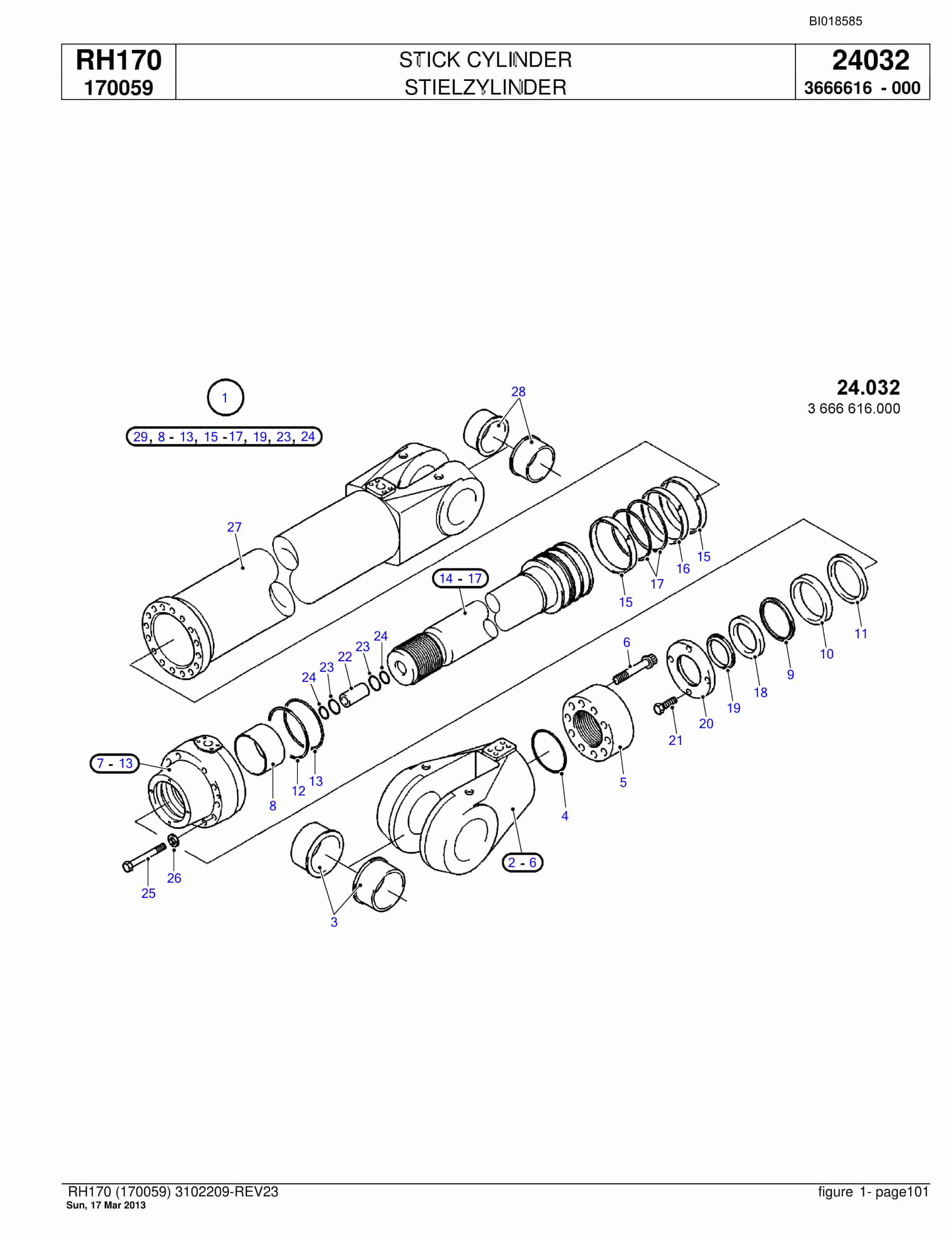 Bucyrus RH170 Hydraulic Excavator Parts Catalog BI018585-3