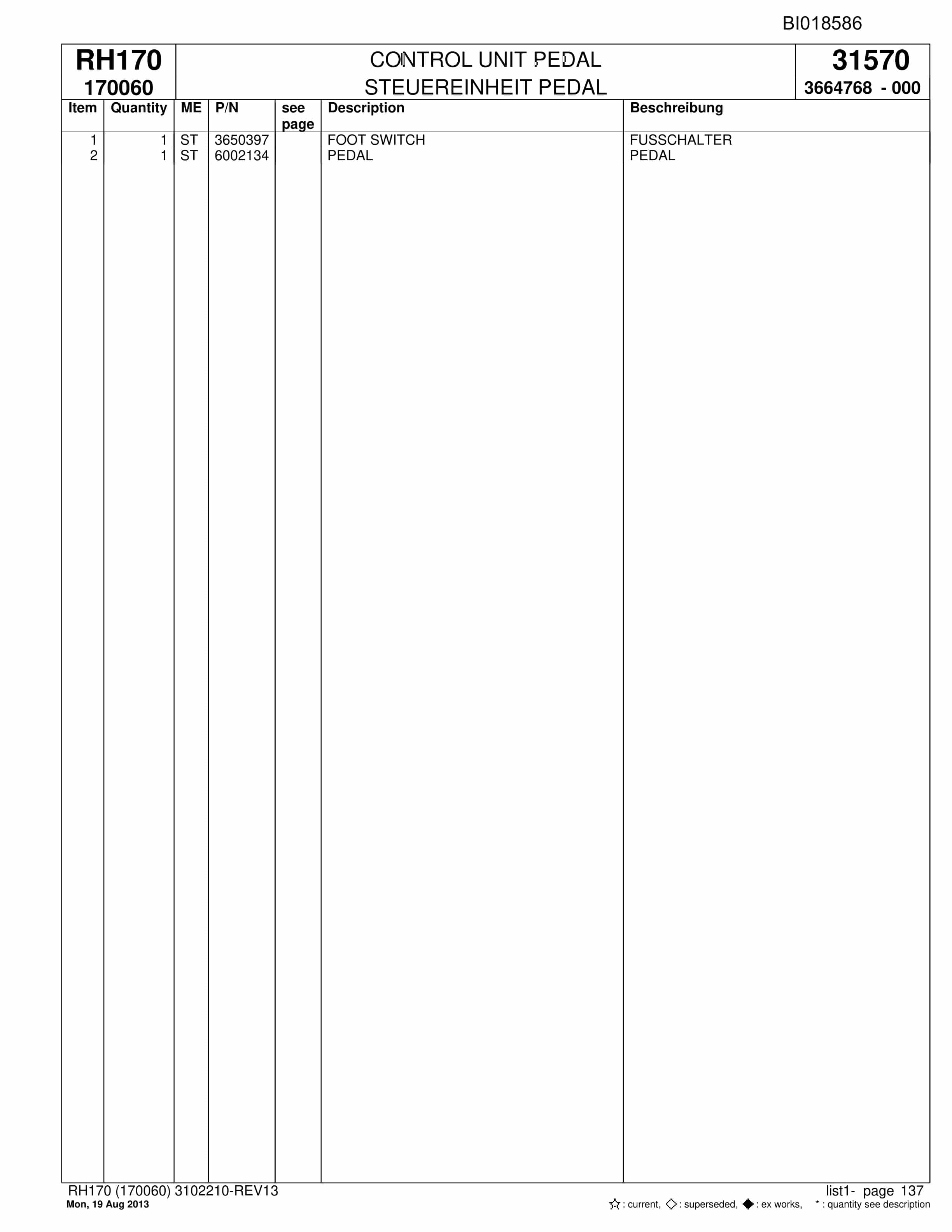 Bucyrus RH170 Hydraulic Excavator Parts Catalog BI018586-5