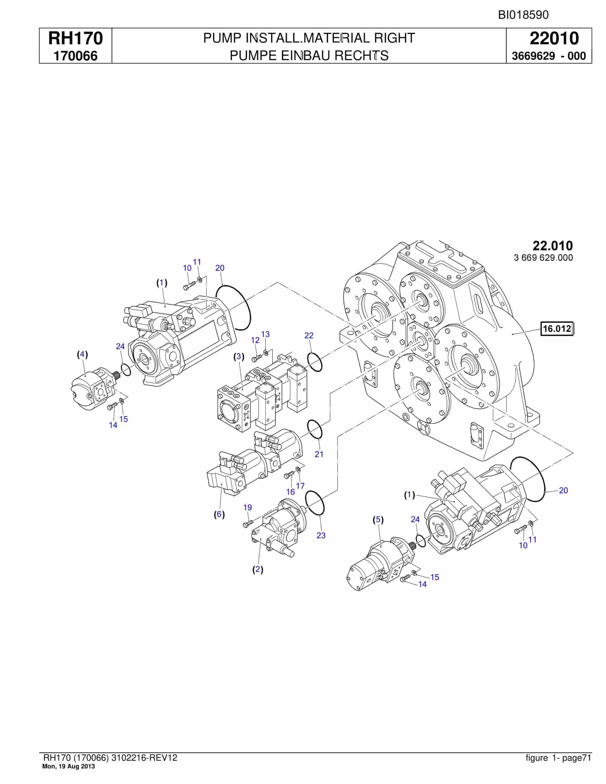 Bucyrus RH170 Hydraulic Excavator Parts Catalog BI018590-2