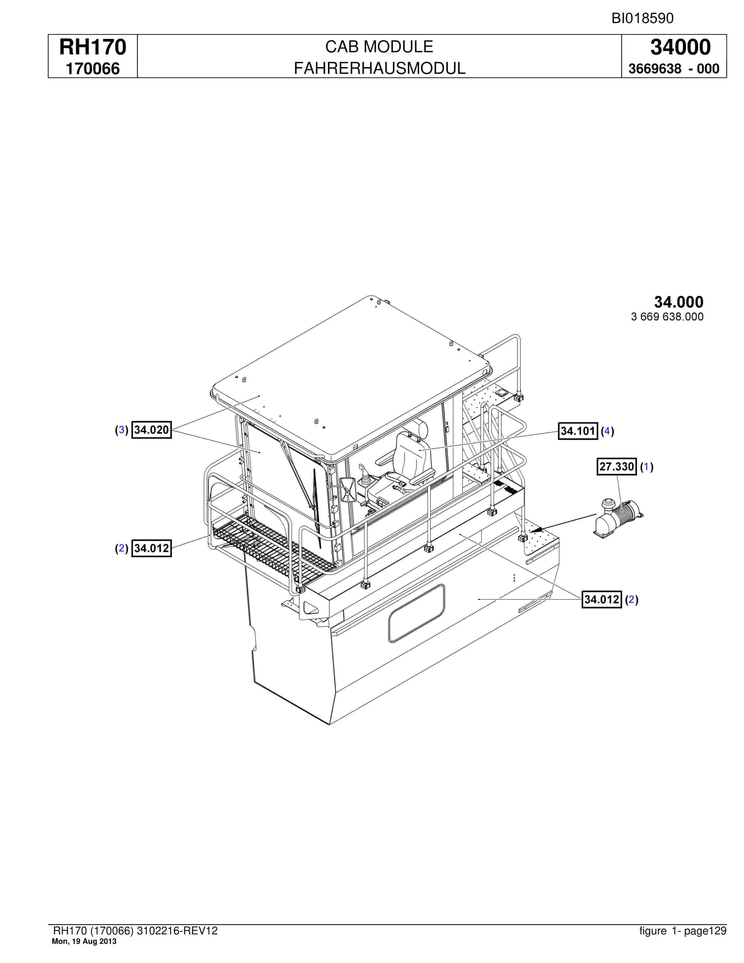 Bucyrus RH170 Hydraulic Excavator Parts Catalog BI018590-5
