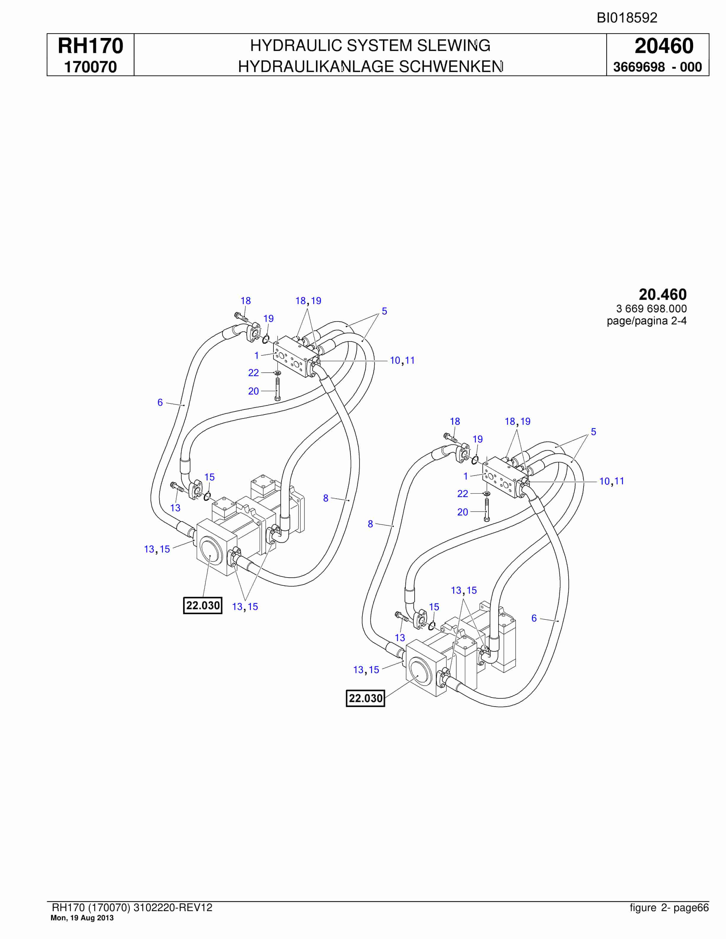 Bucyrus RH170 Hydraulic Excavator Parts Catalog BI018592-2