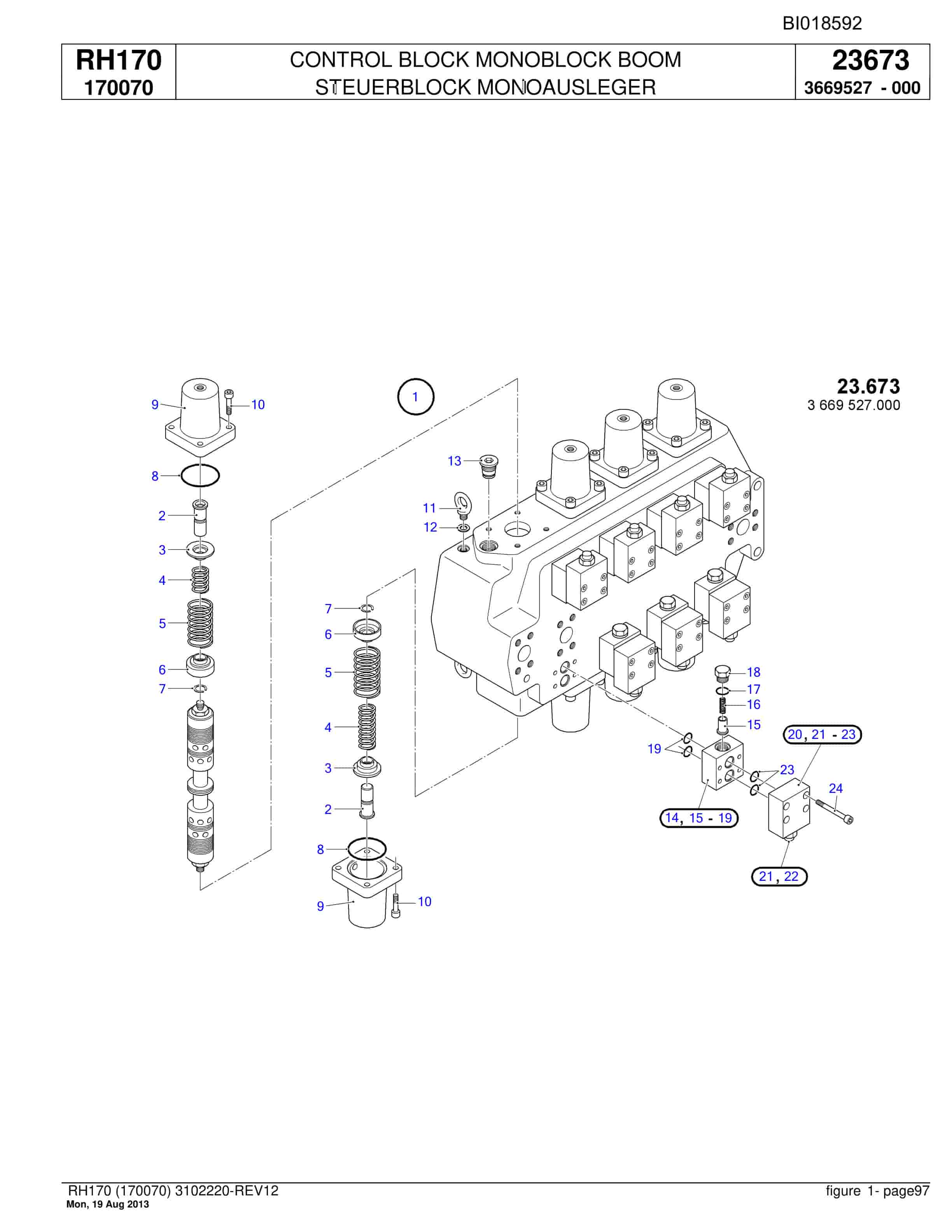 Bucyrus RH170 Hydraulic Excavator Parts Catalog BI018592-3