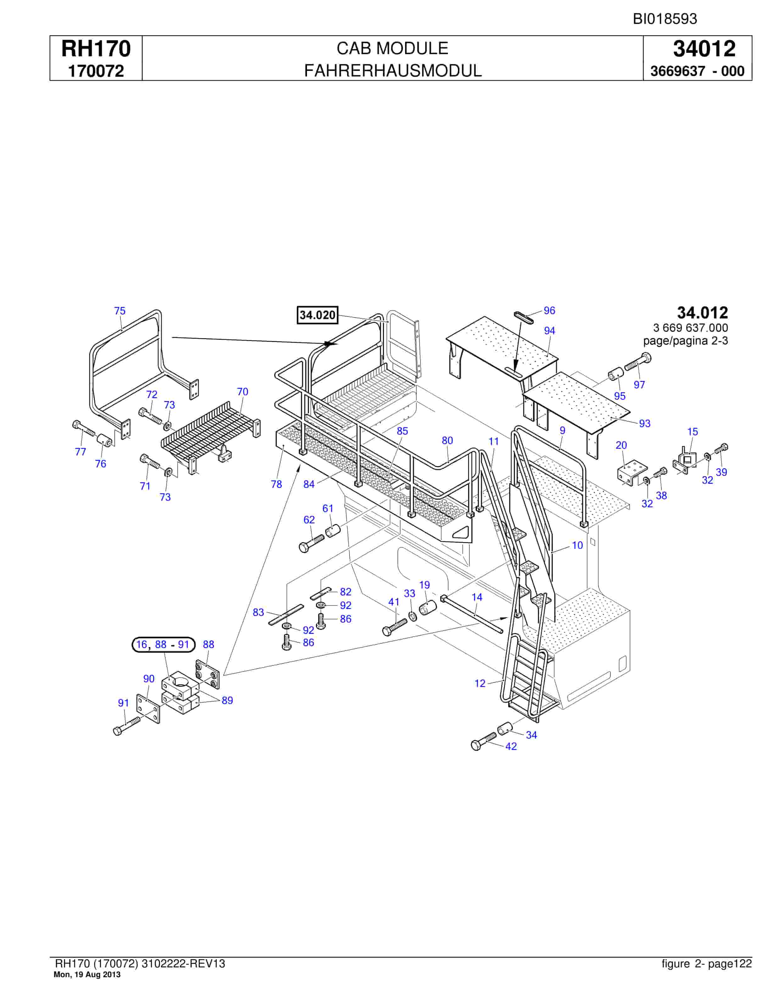 Bucyrus RH170 Hydraulic Excavator Parts Catalog BI018593-5