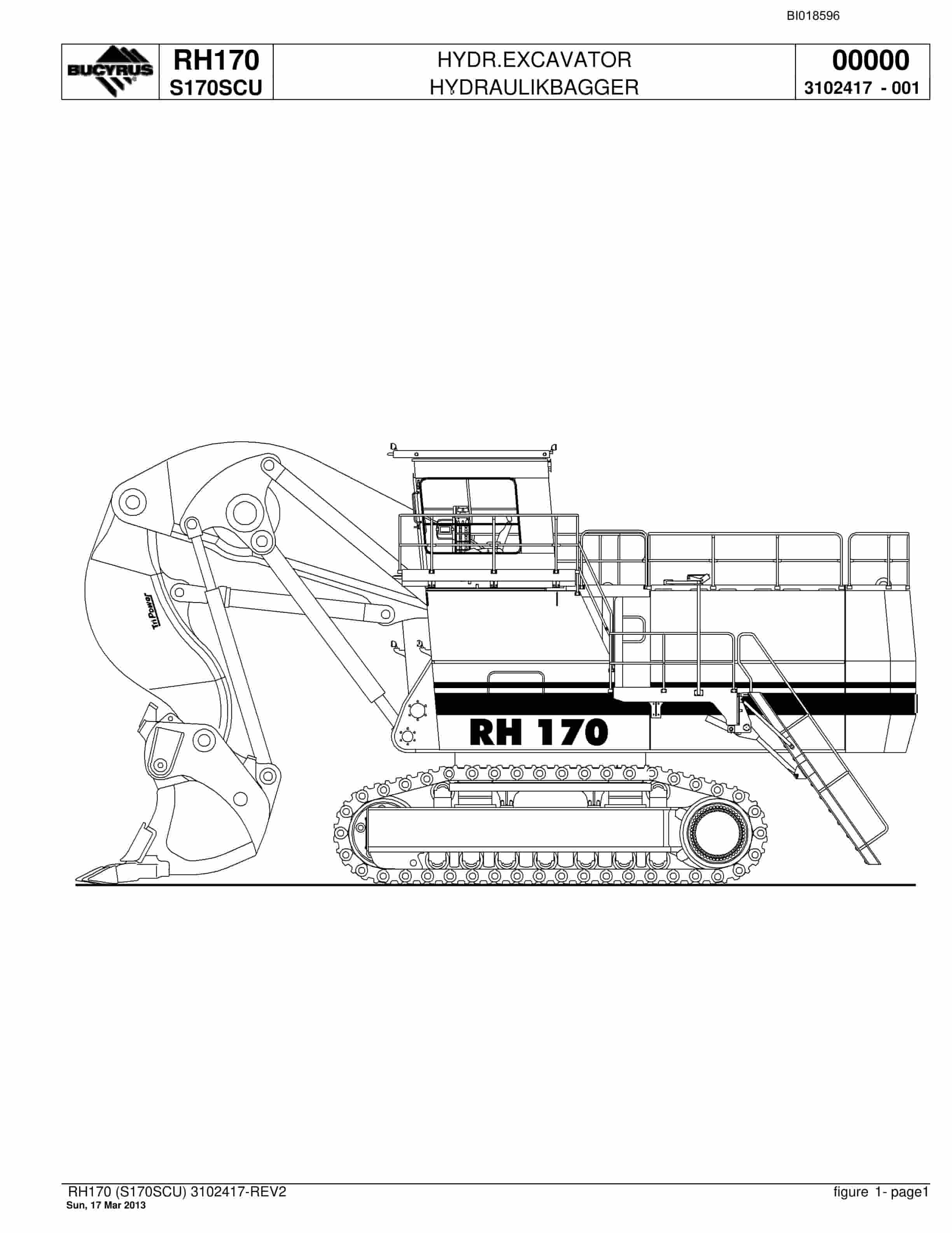 Bucyrus RH170 Hydraulic Excavator Parts Catalog BI018596