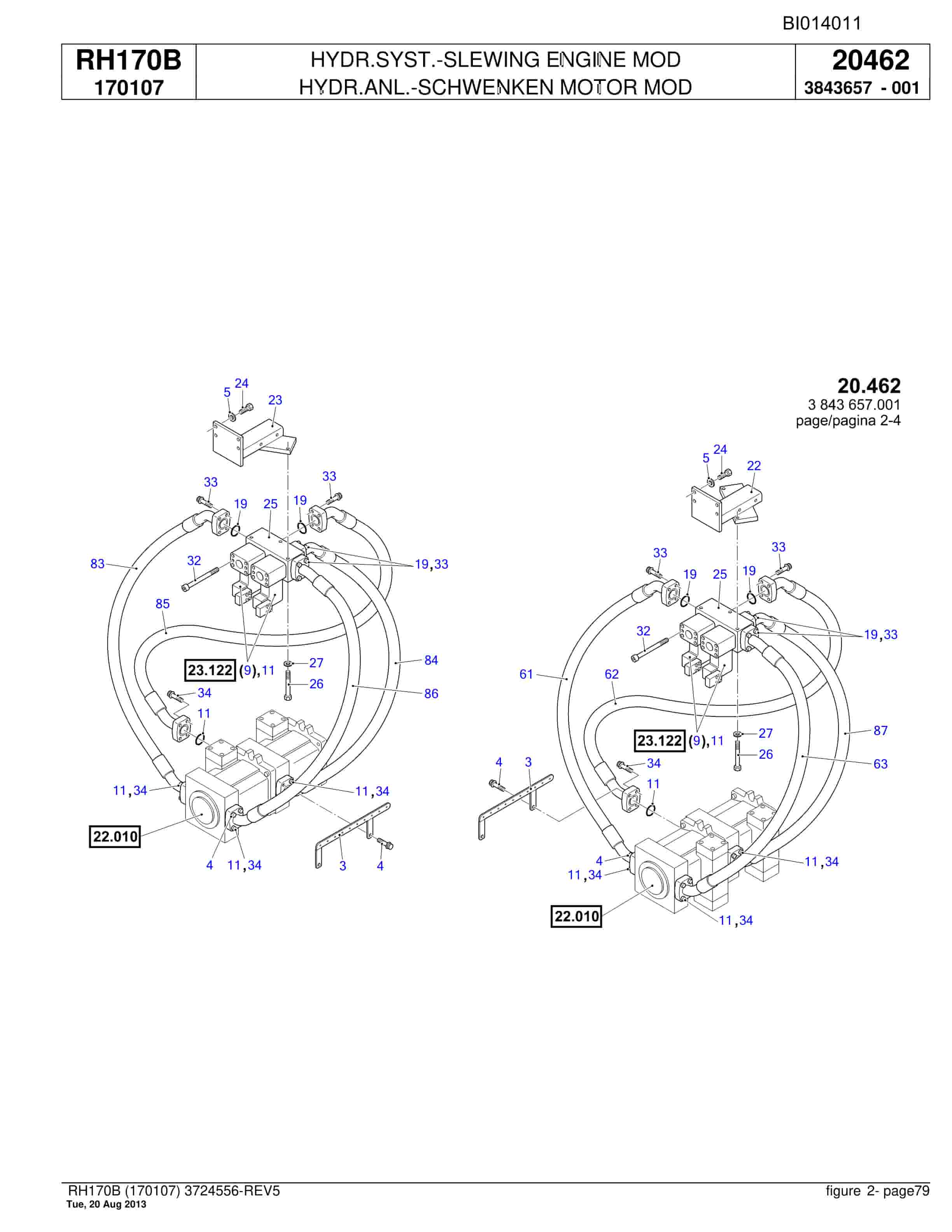 Bucyrus RH170B Hydraulic Excavator Parts Catalog BI014011-2