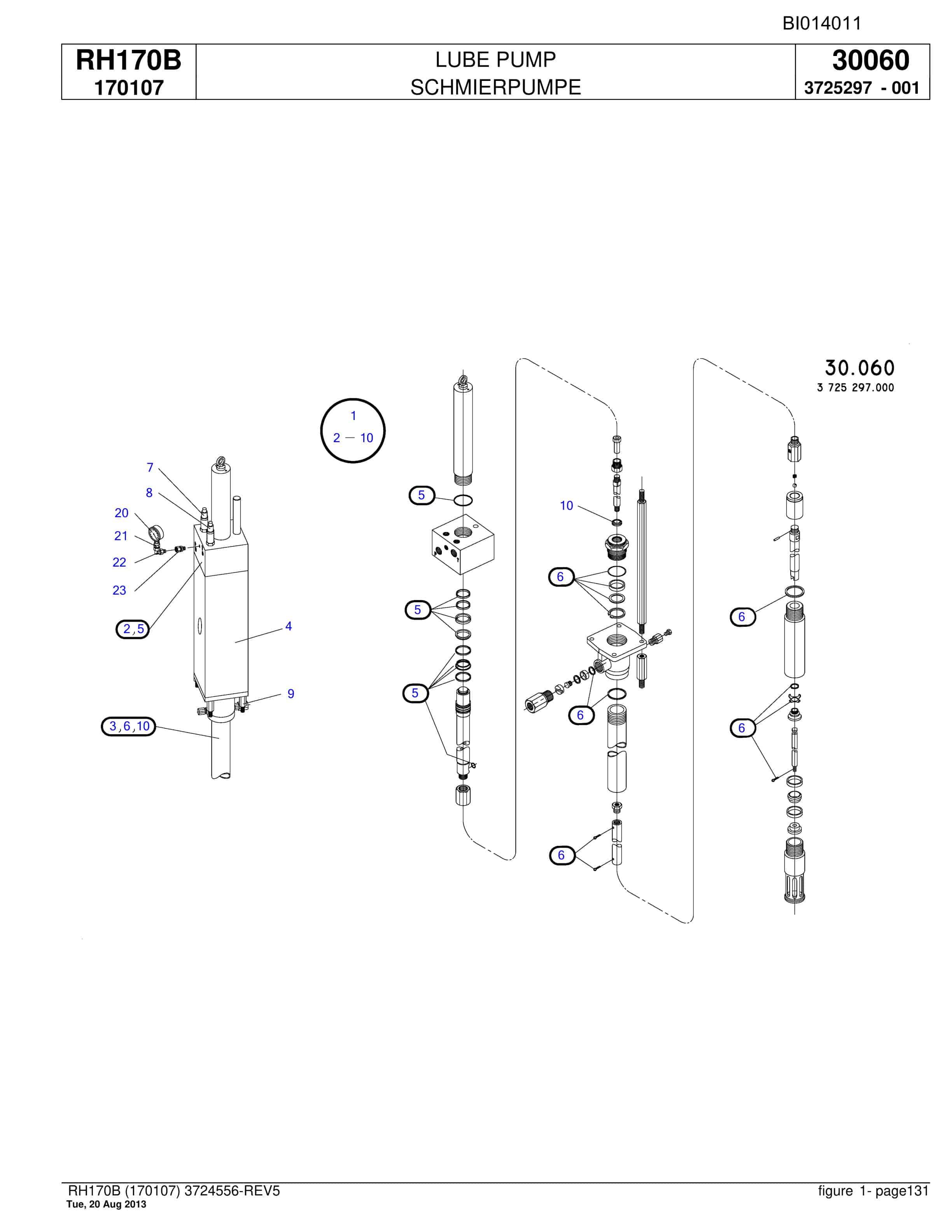 Bucyrus RH170B Hydraulic Excavator Parts Catalog BI014011-4
