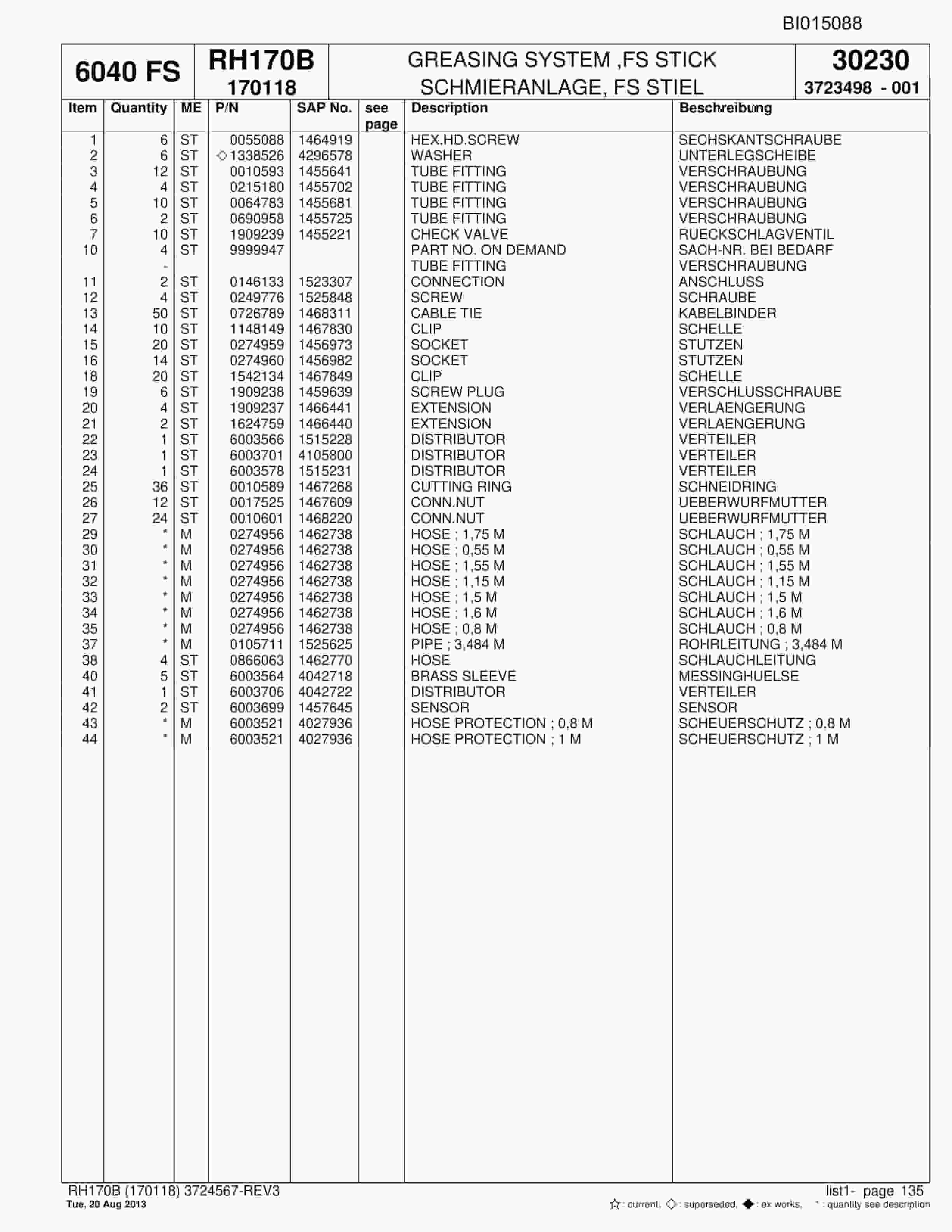 Bucyrus RH170B Hydraulic Excavator Parts Catalog BI015088-4