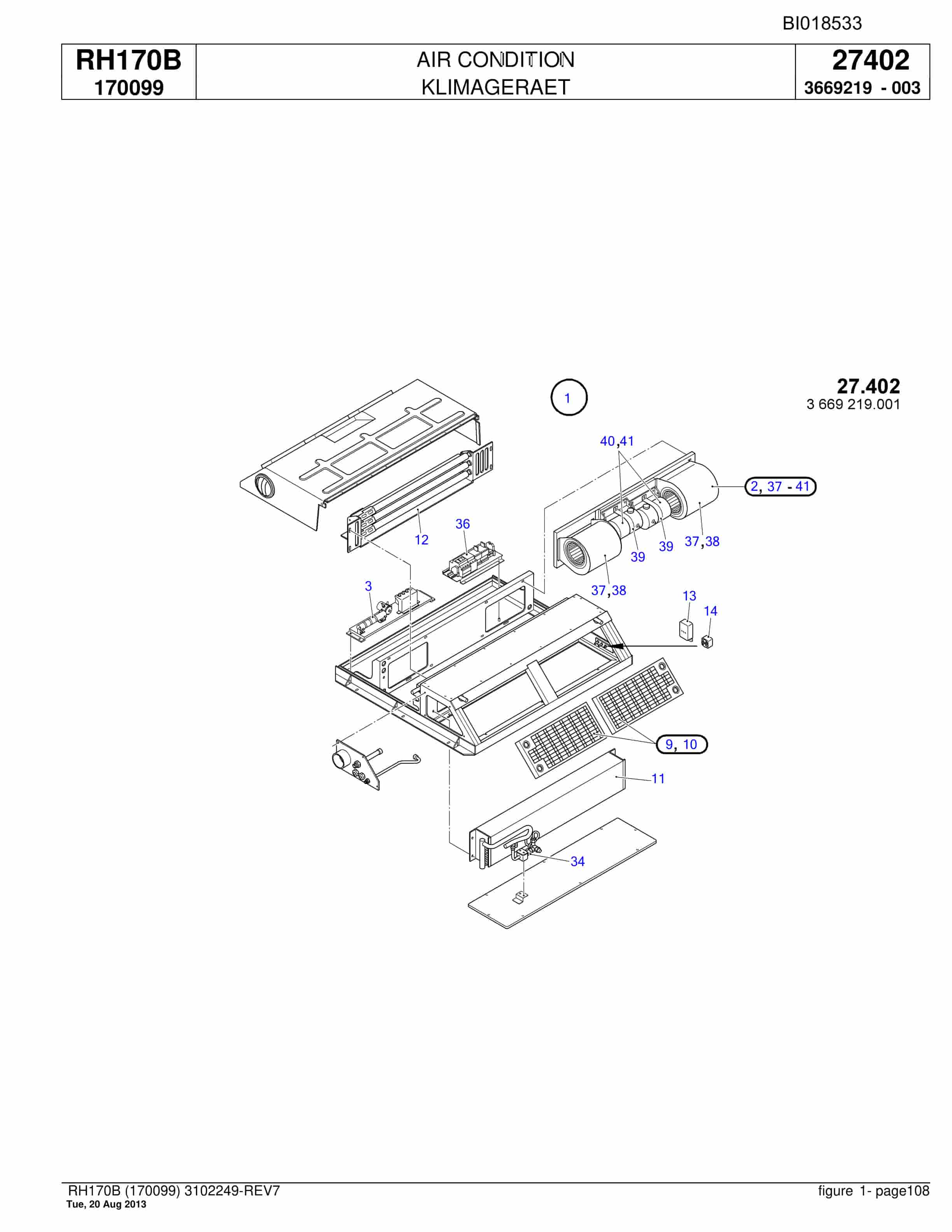Bucyrus RH170B Hydraulic Excavator Parts Catalog BI018533-3