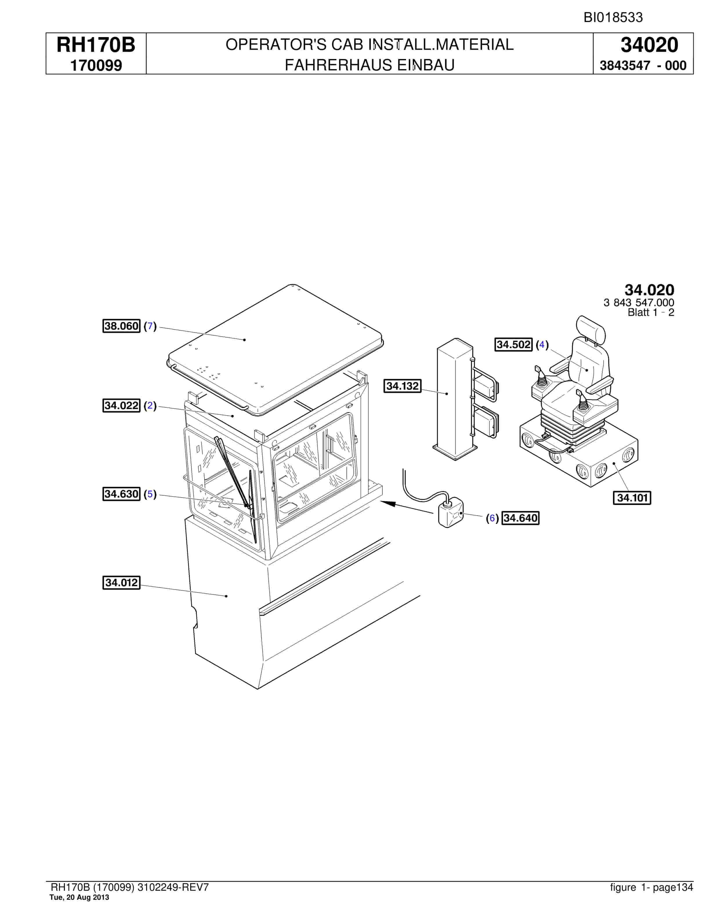 Bucyrus RH170B Hydraulic Excavator Parts Catalog BI018533-5