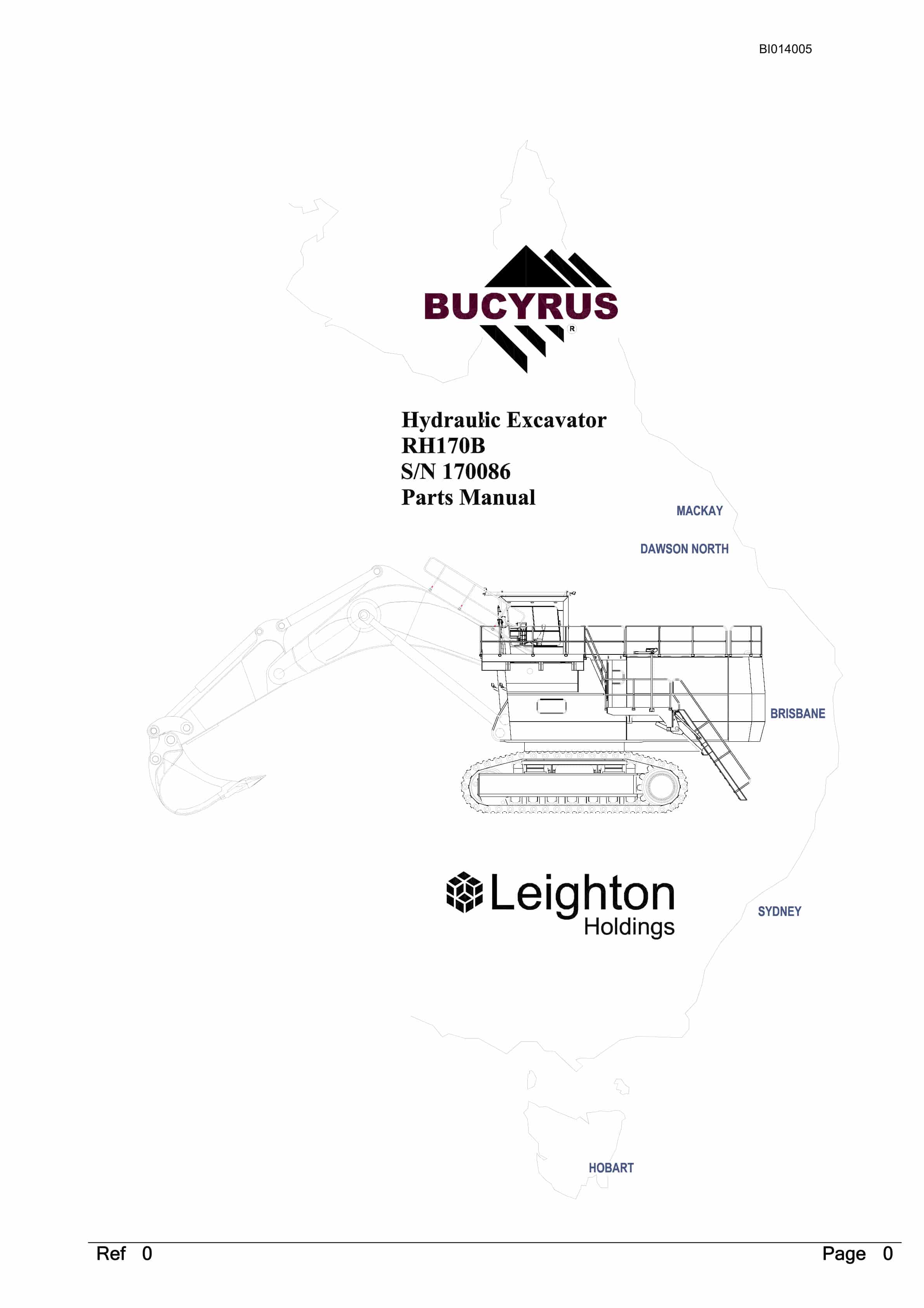 Bucyrus RH170B Hydraulic Excavator Parts Manual BI014005