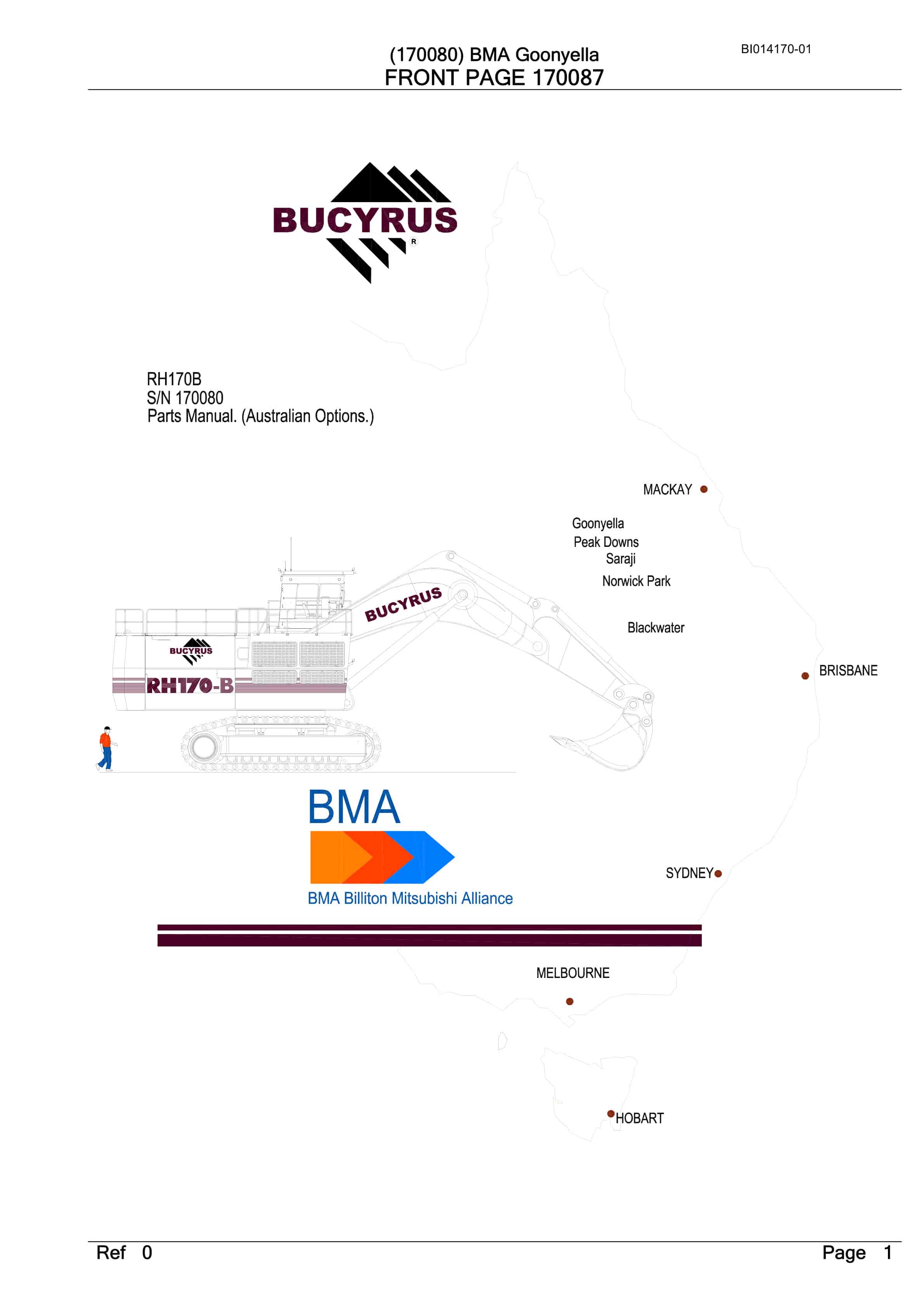 Bucyrus RH170B Hydraulic Excavator Parts Manual BI014170-01