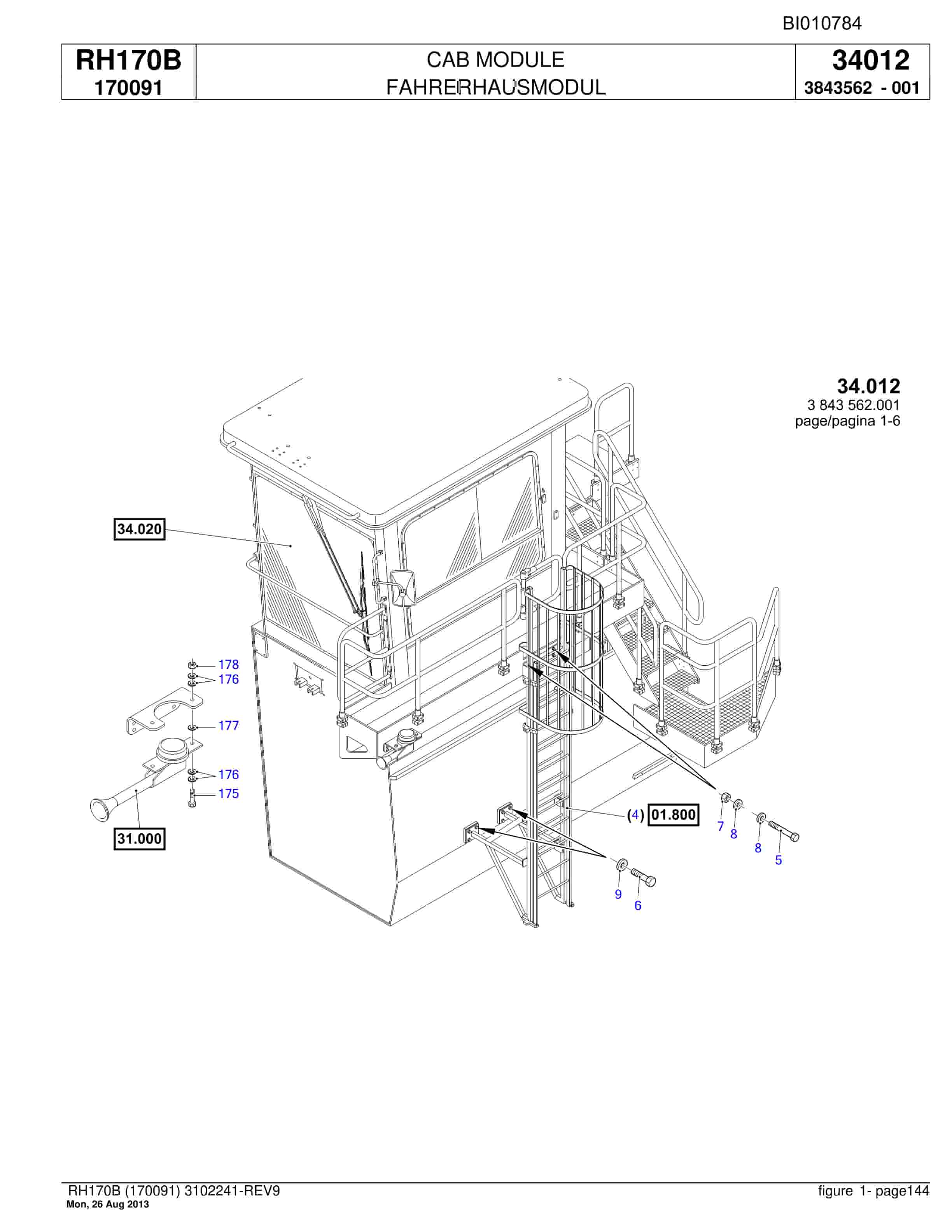 Bucyrus RH170B Parts Catalog BI010784-5