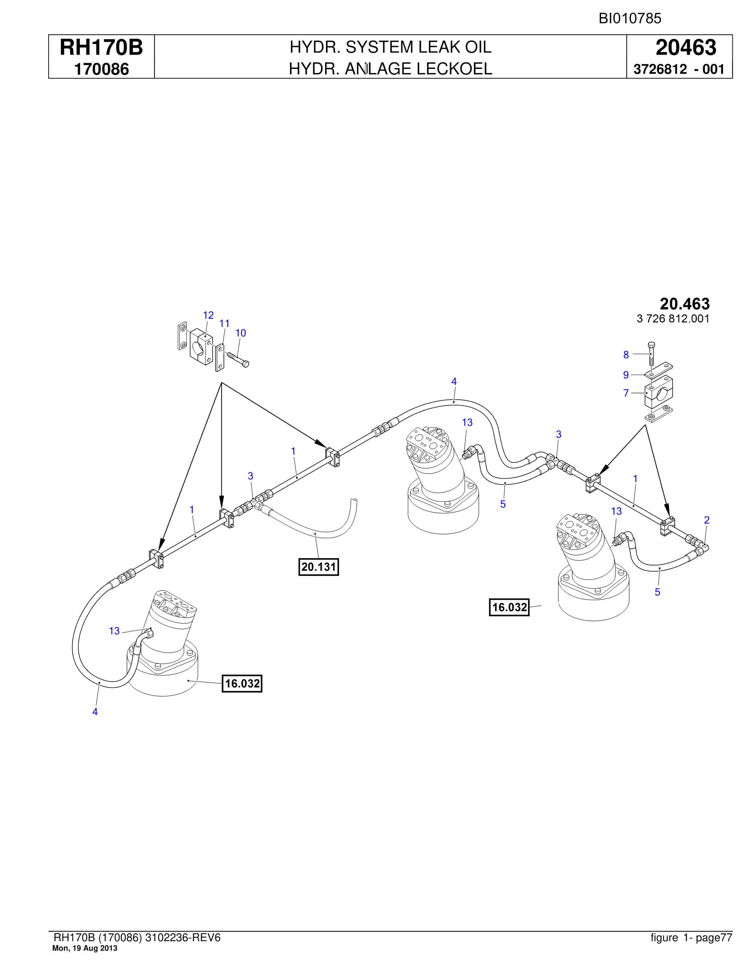 Bucyrus RH170B Parts Catalog BI010785-2