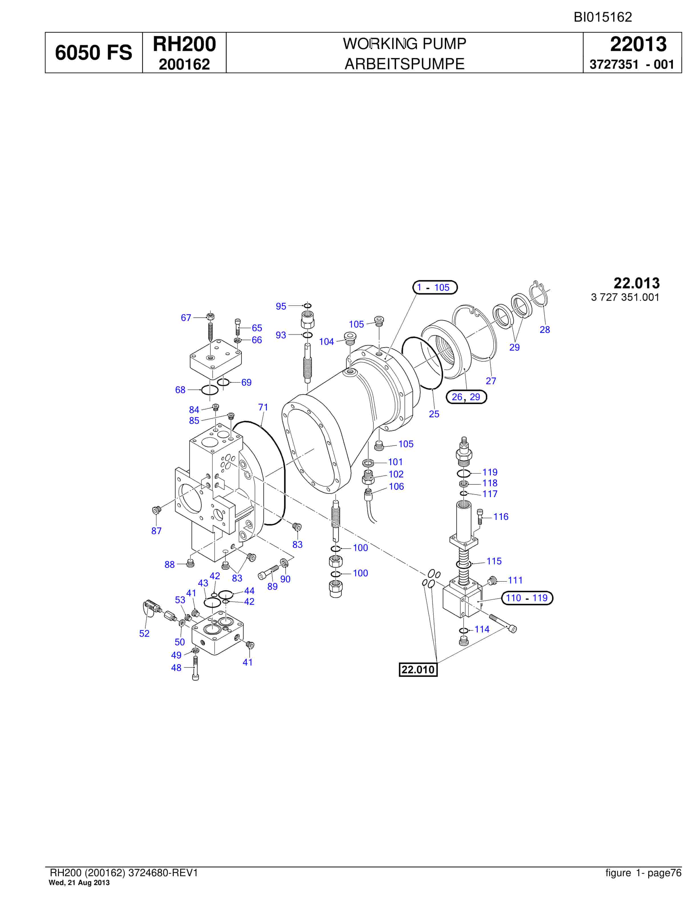 Bucyrus RH200 Hydraulic Excavator Parts Catalog BI015162-2