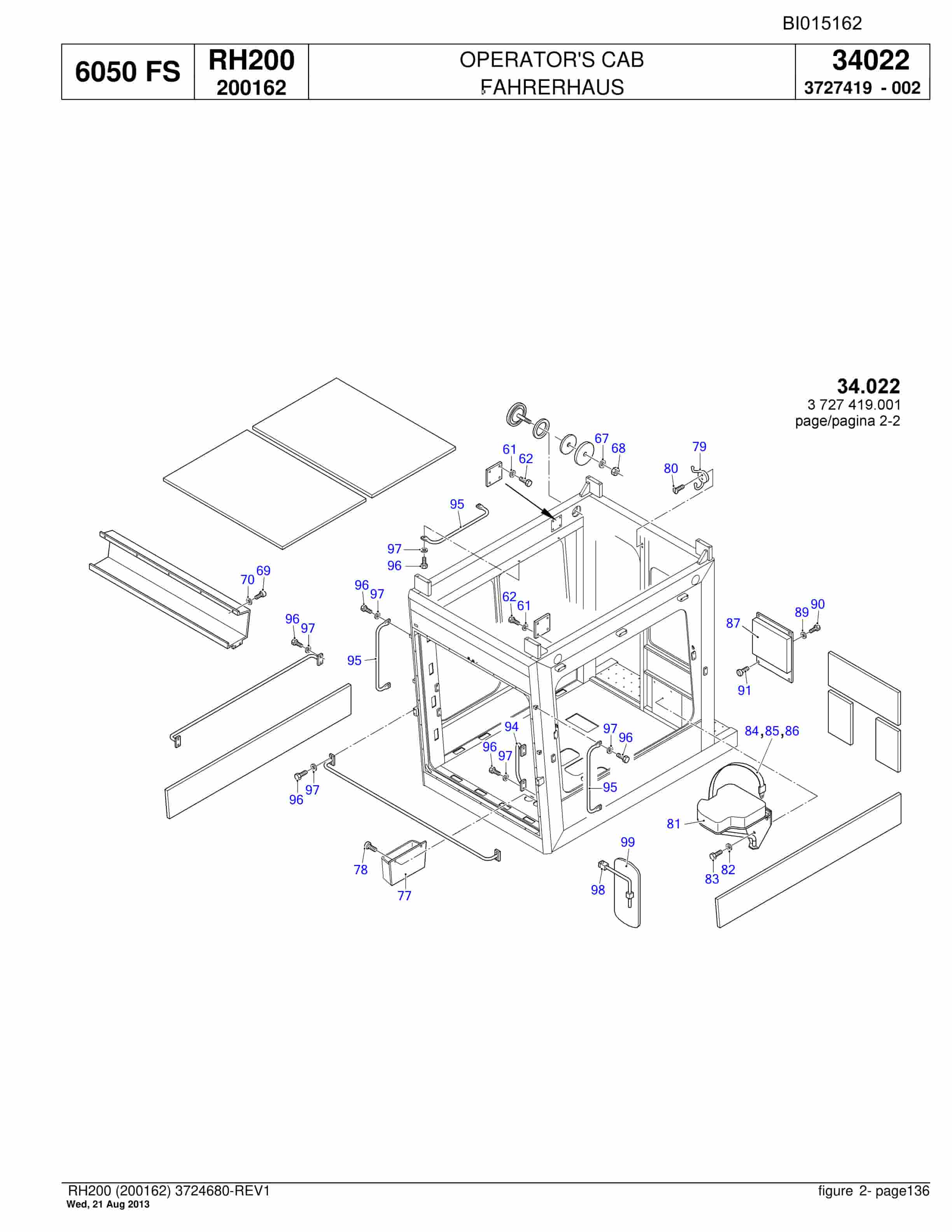 Bucyrus RH200 Hydraulic Excavator Parts Catalog BI015162-5