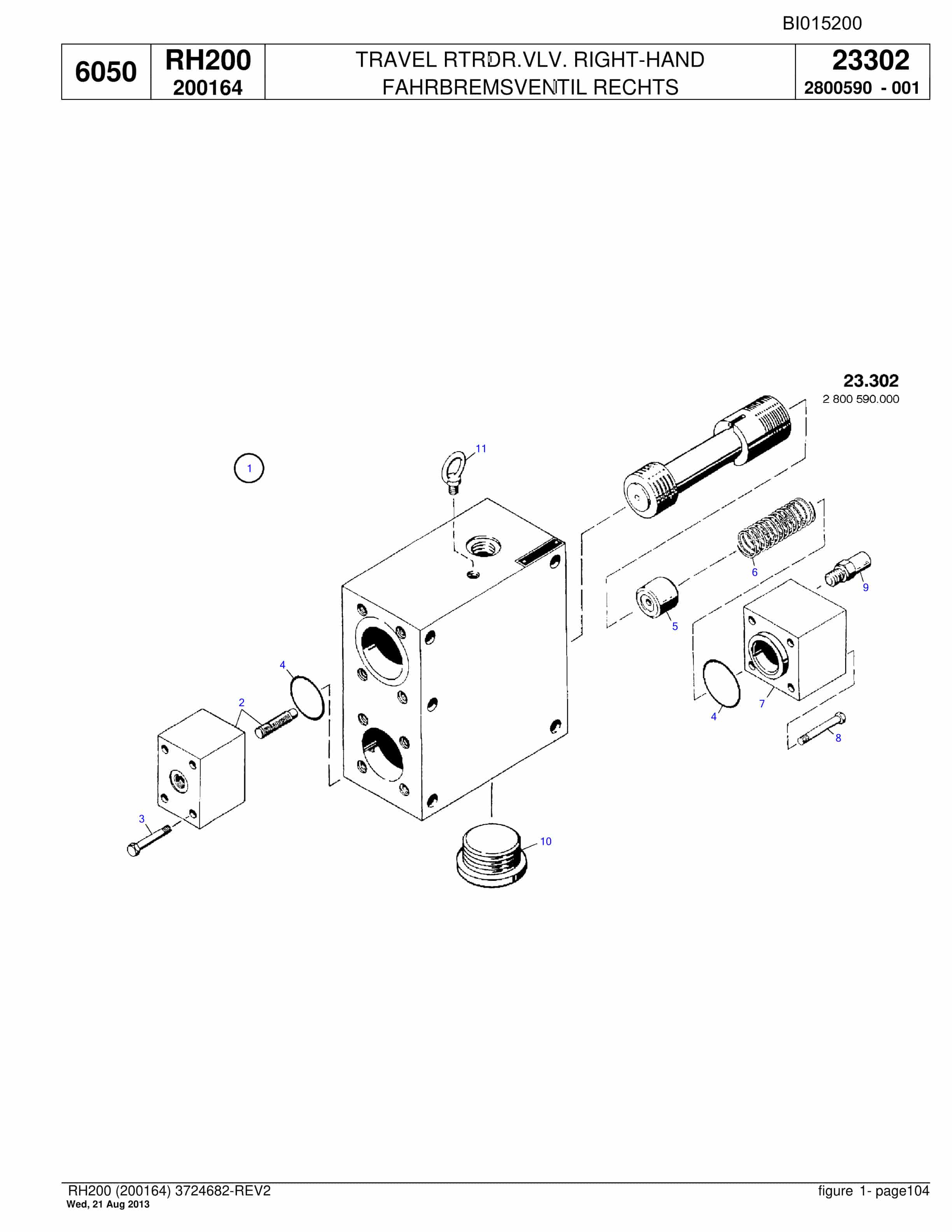 Bucyrus RH200 Hydraulic Excavator Parts Catalog BI015200-3
