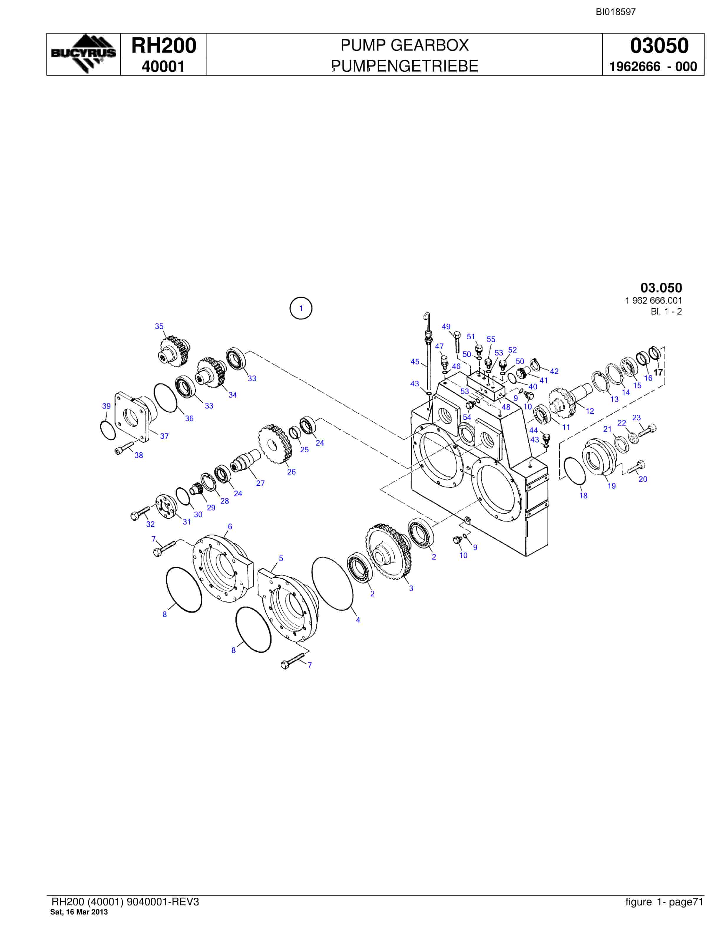 Bucyrus RH200 Hydraulic Excavator Parts Catalog BI018597-3