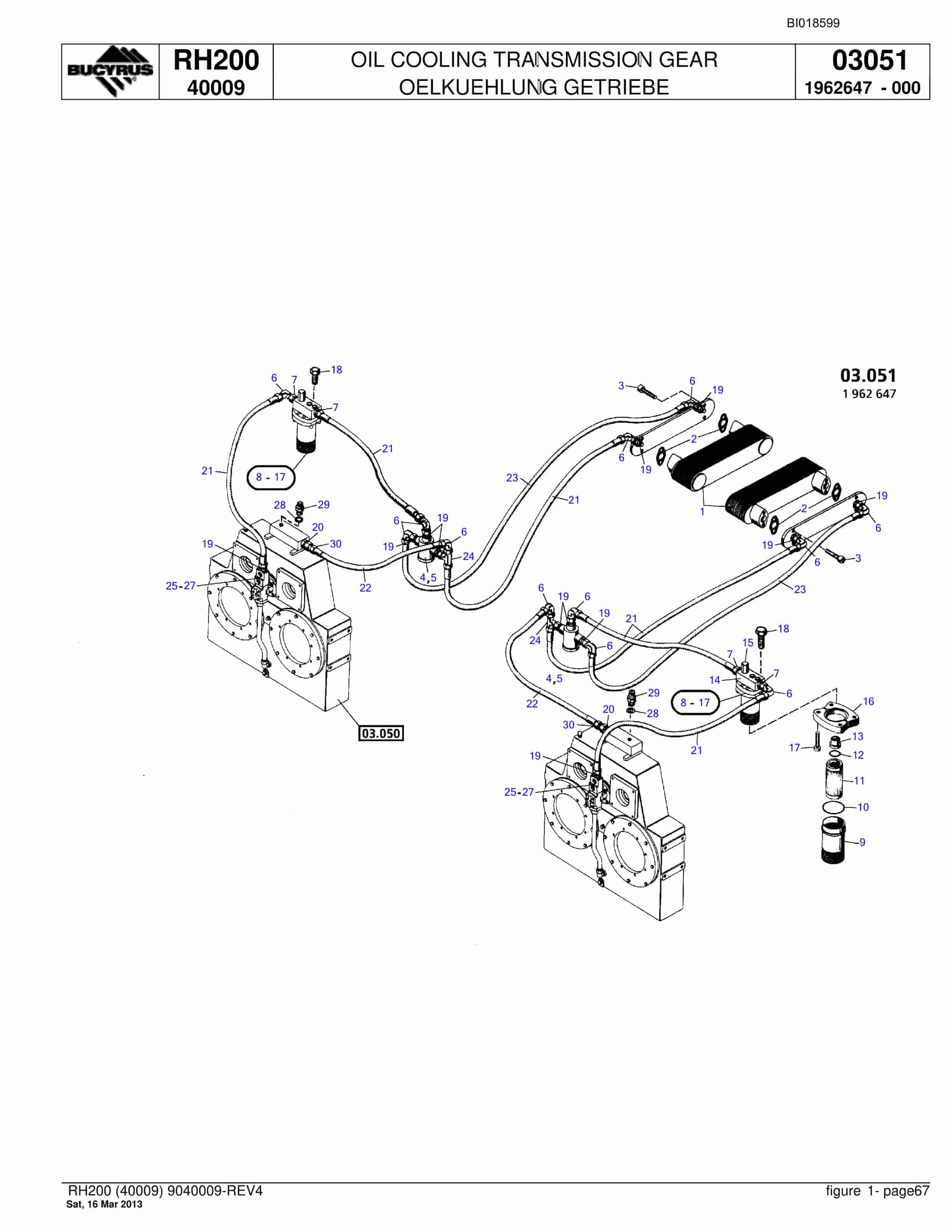 Bucyrus RH200 Hydraulic Excavator Parts Catalog BI018599-3