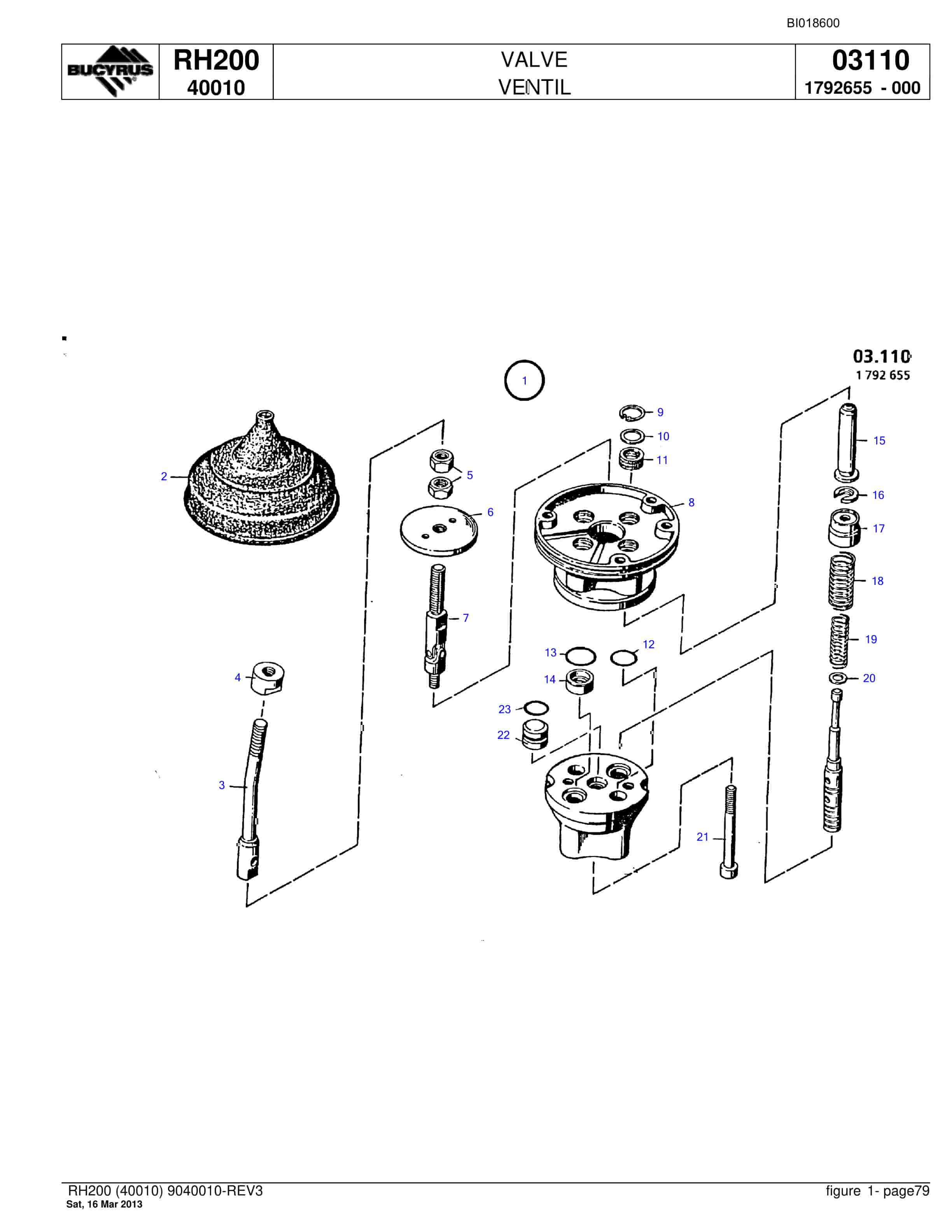 Bucyrus RH200 Hydraulic Excavator Parts Catalog BI018600-4