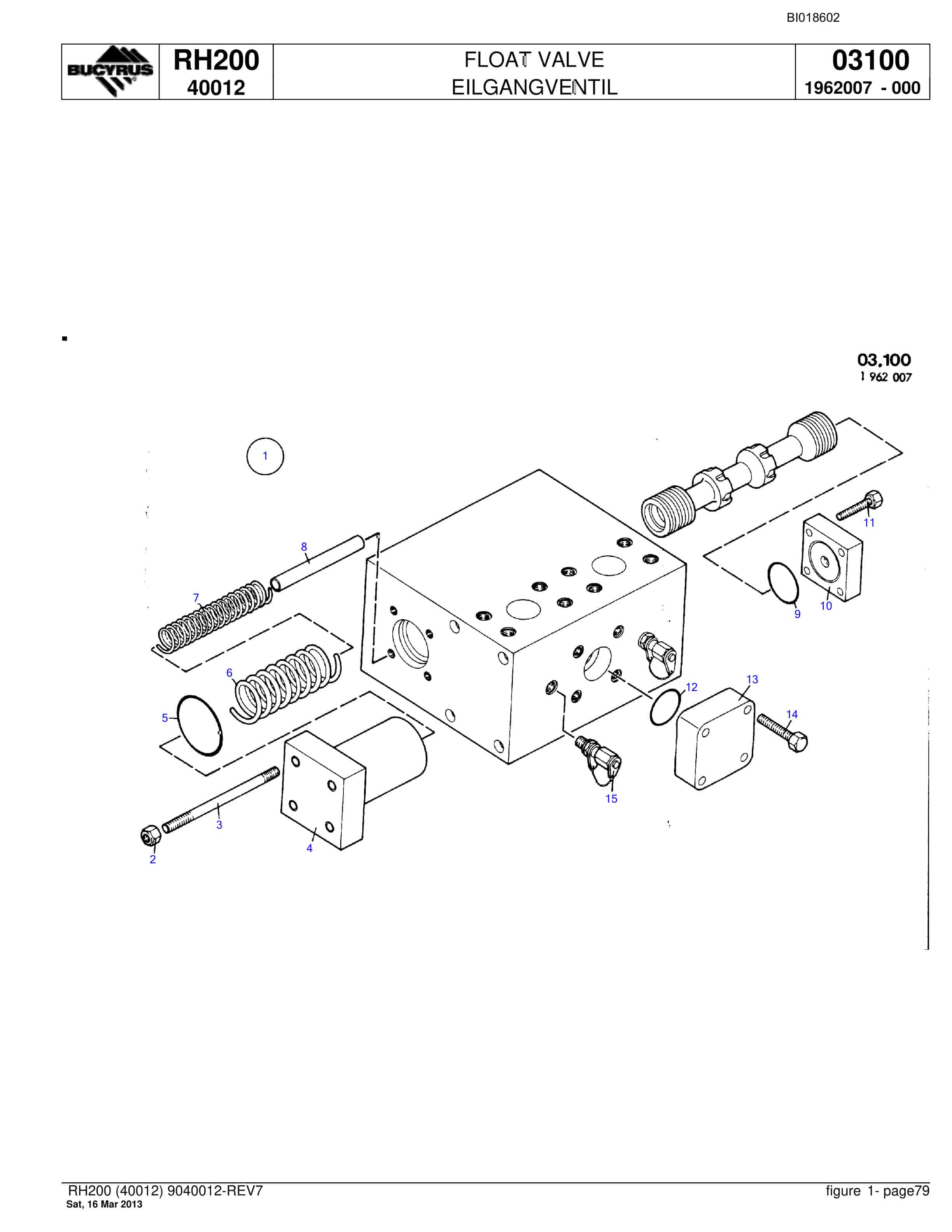 Bucyrus RH200 Hydraulic Excavator Parts Catalog BI018602-4