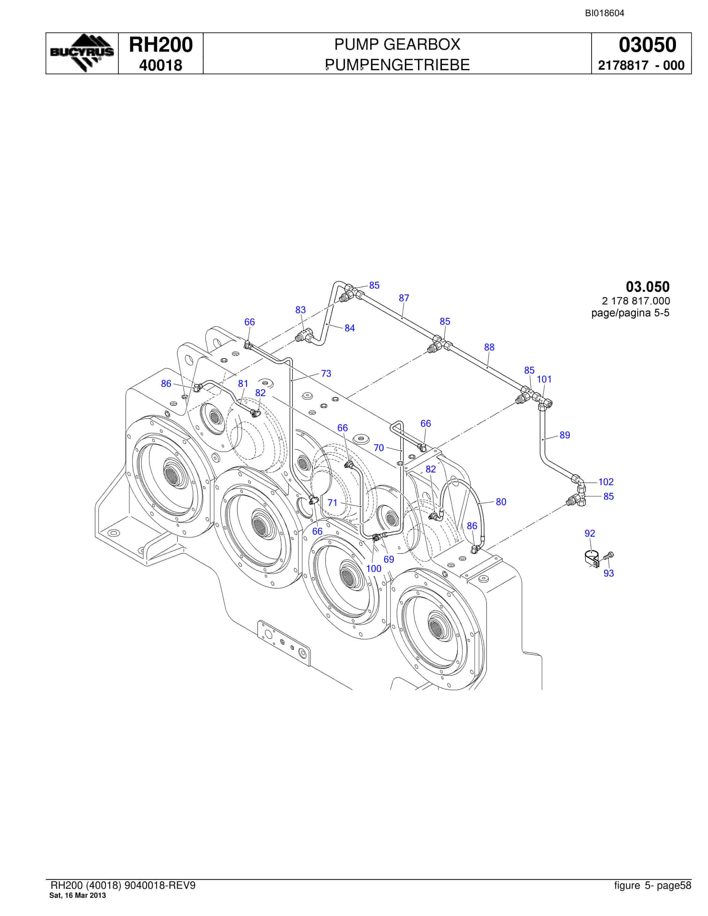 Bucyrus RH200 Hydraulic Excavator Parts Catalog BI018604-3