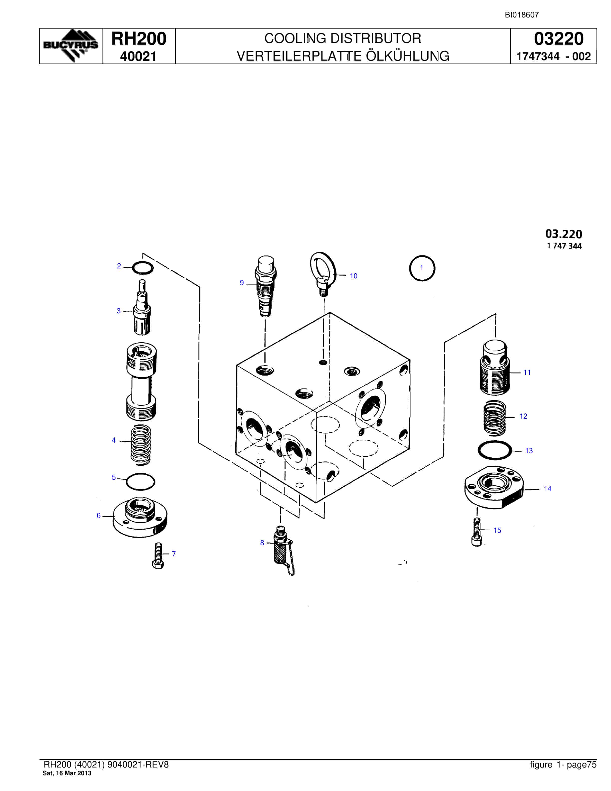 Bucyrus RH200 Hydraulic Excavator Parts Catalog BI018607-5