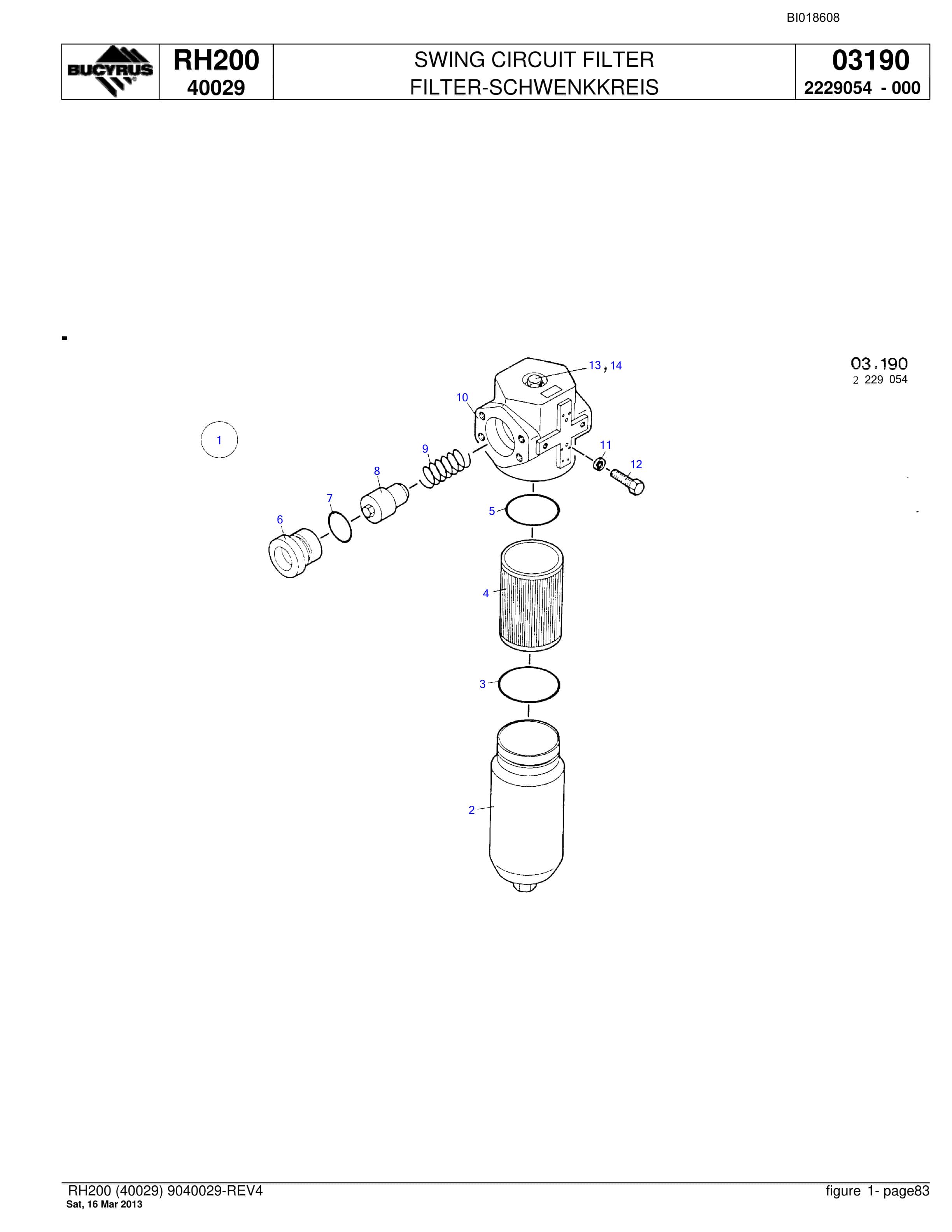 Bucyrus RH200 Hydraulic Excavator Parts Catalog BI018608-5