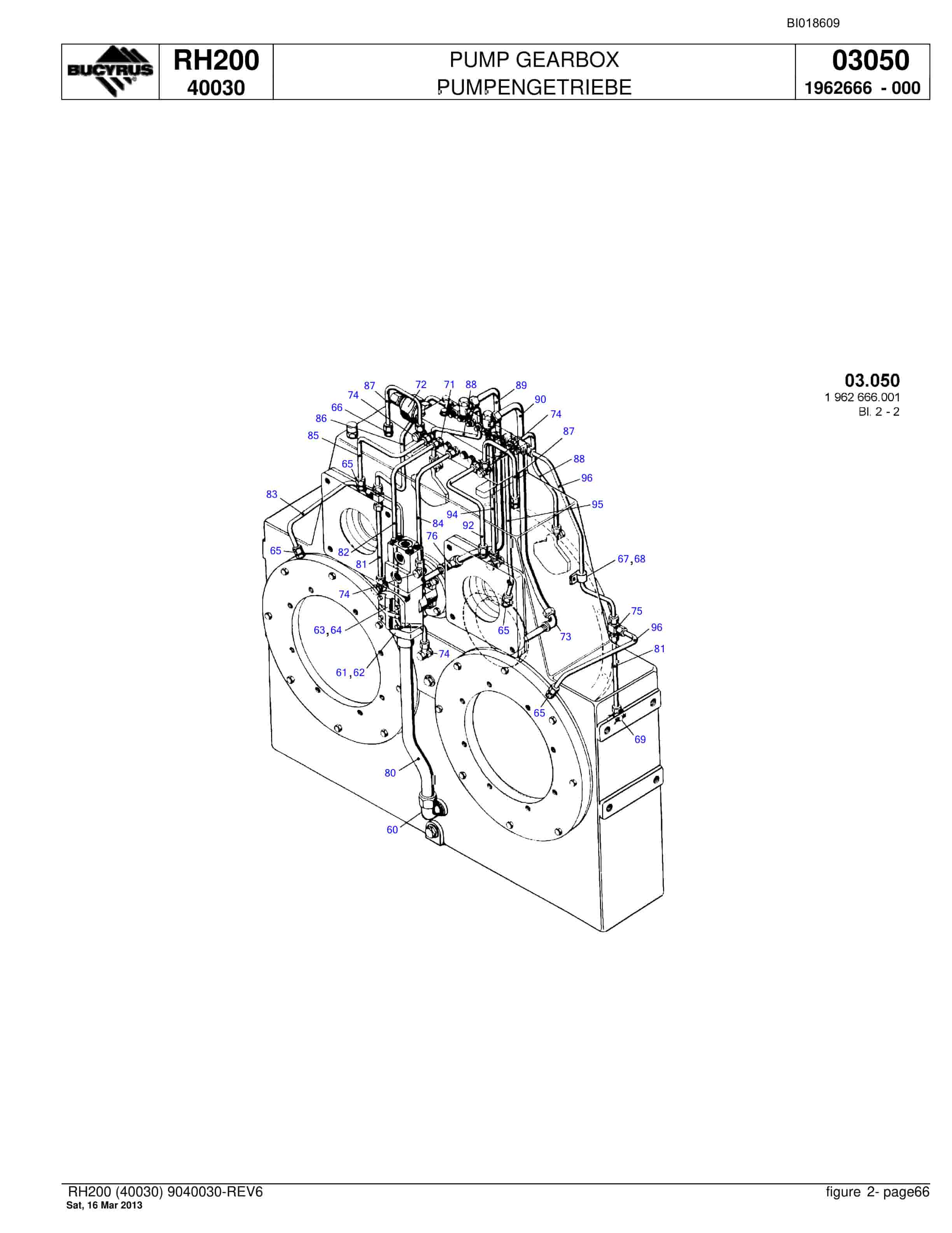 Bucyrus RH200 Hydraulic Excavator Parts Catalog BI018609-3