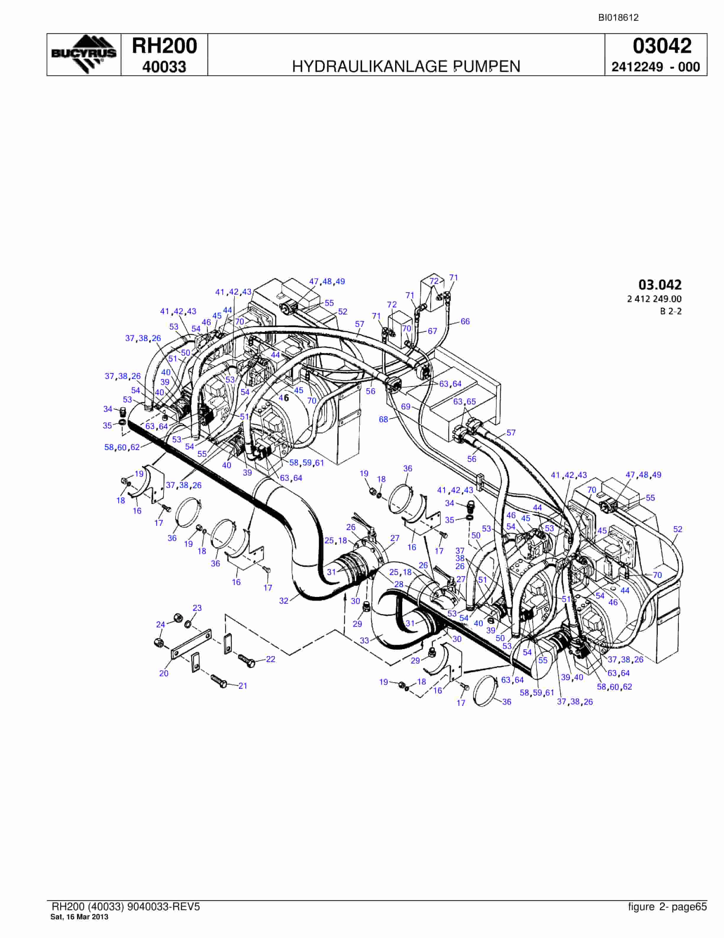 Bucyrus RH200 Hydraulic Excavator Parts Catalog BI018612-3