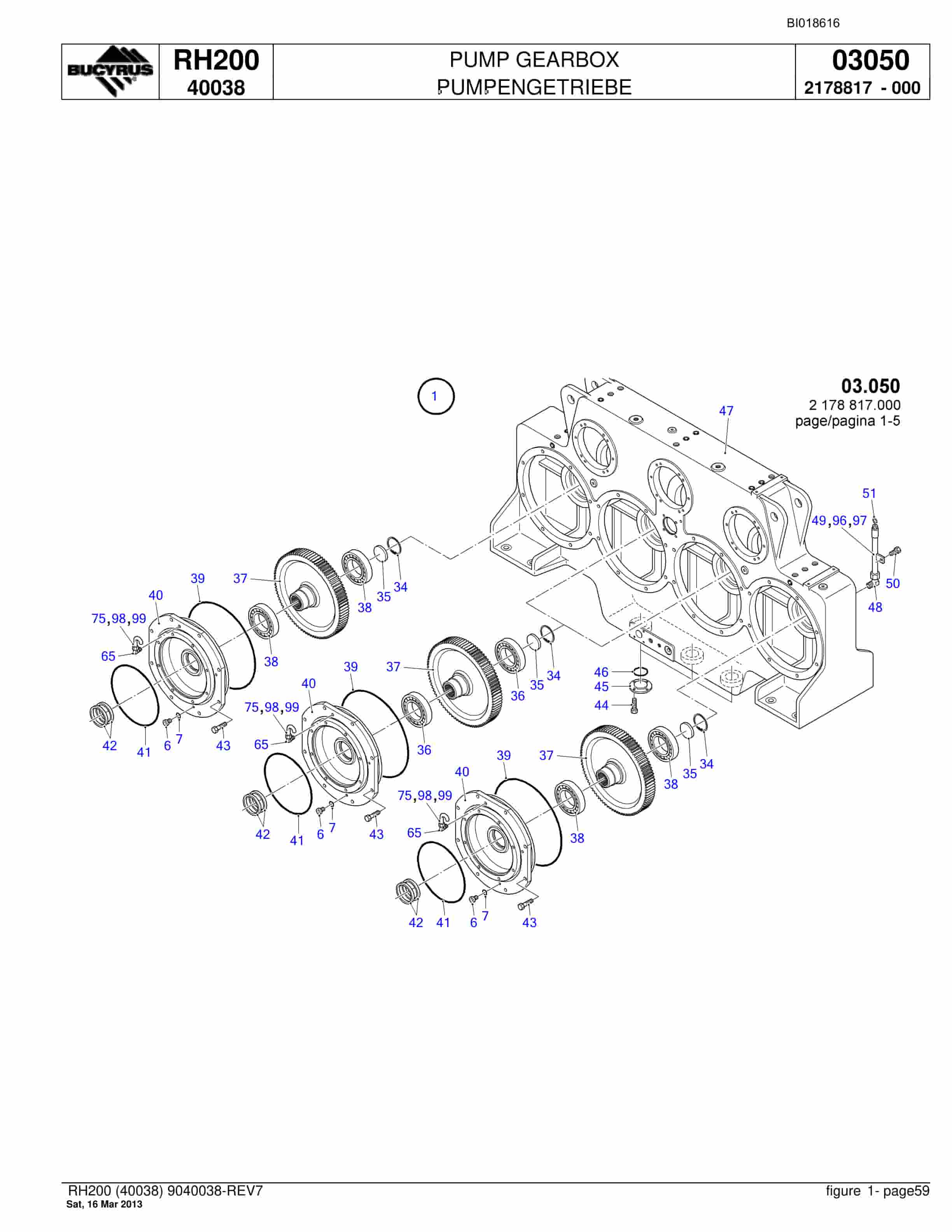 Bucyrus RH200 Hydraulic Excavator Parts Catalog BI018616-3