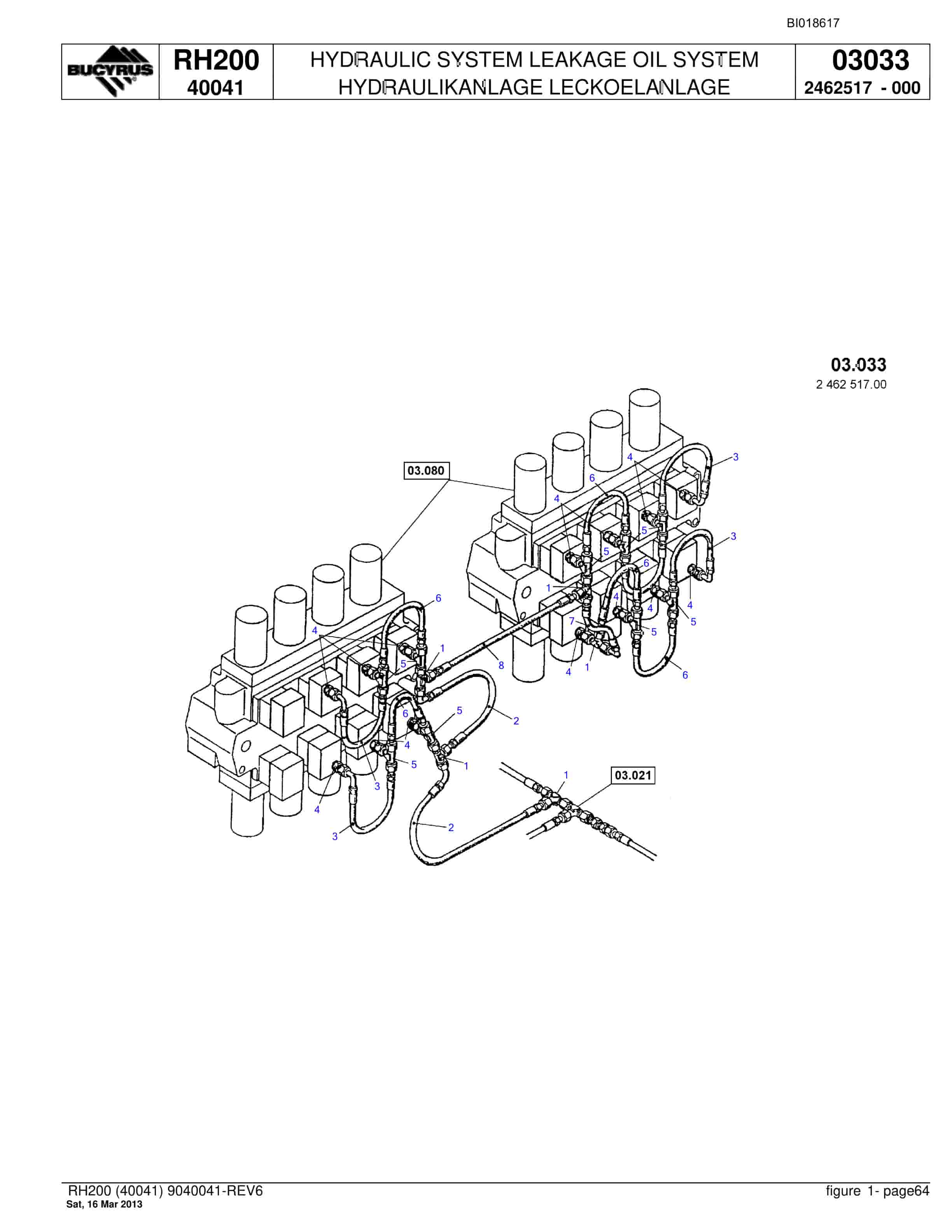 Bucyrus RH200 Hydraulic Excavator Parts Catalog BI018617-3