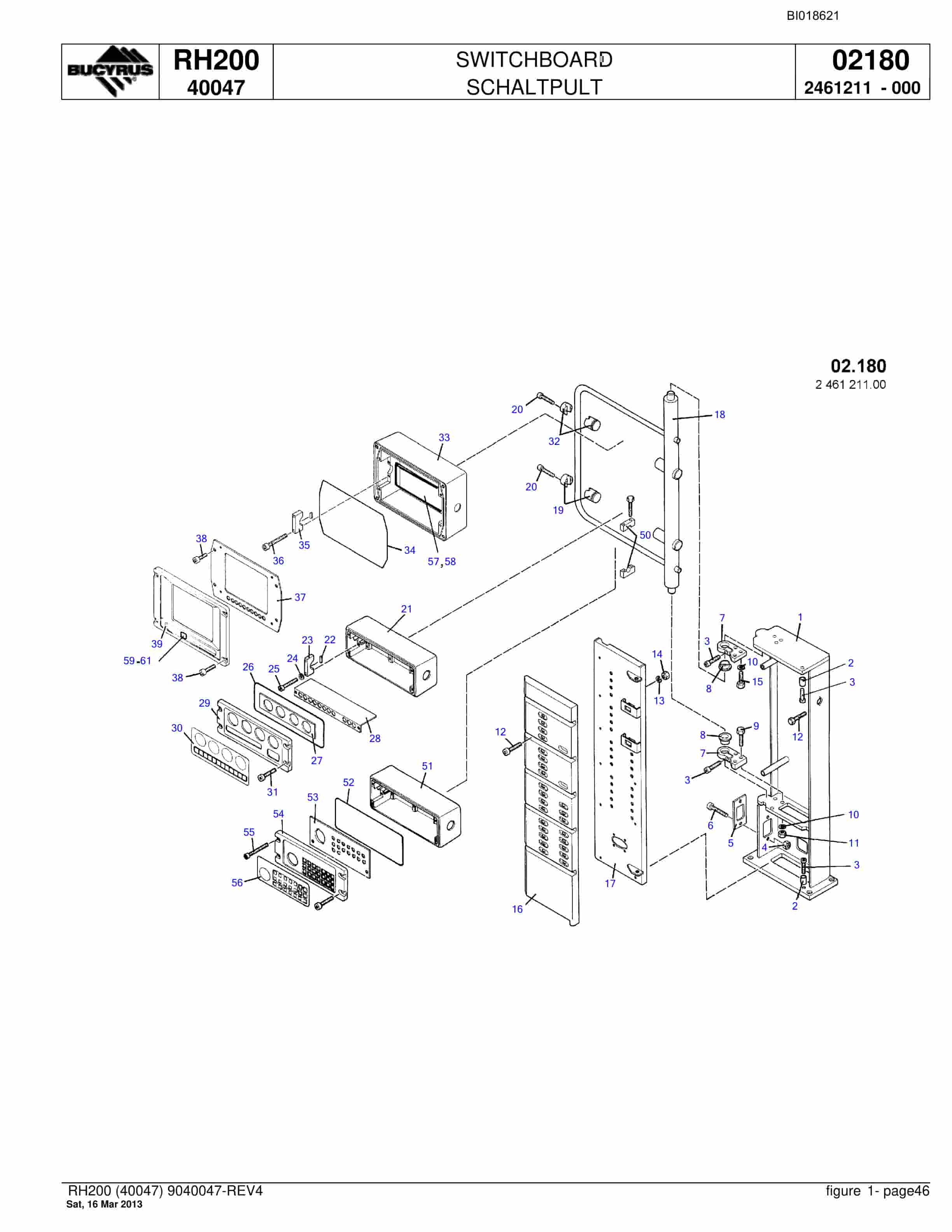 Bucyrus RH200 Hydraulic Excavator Parts Catalog BI018621-2