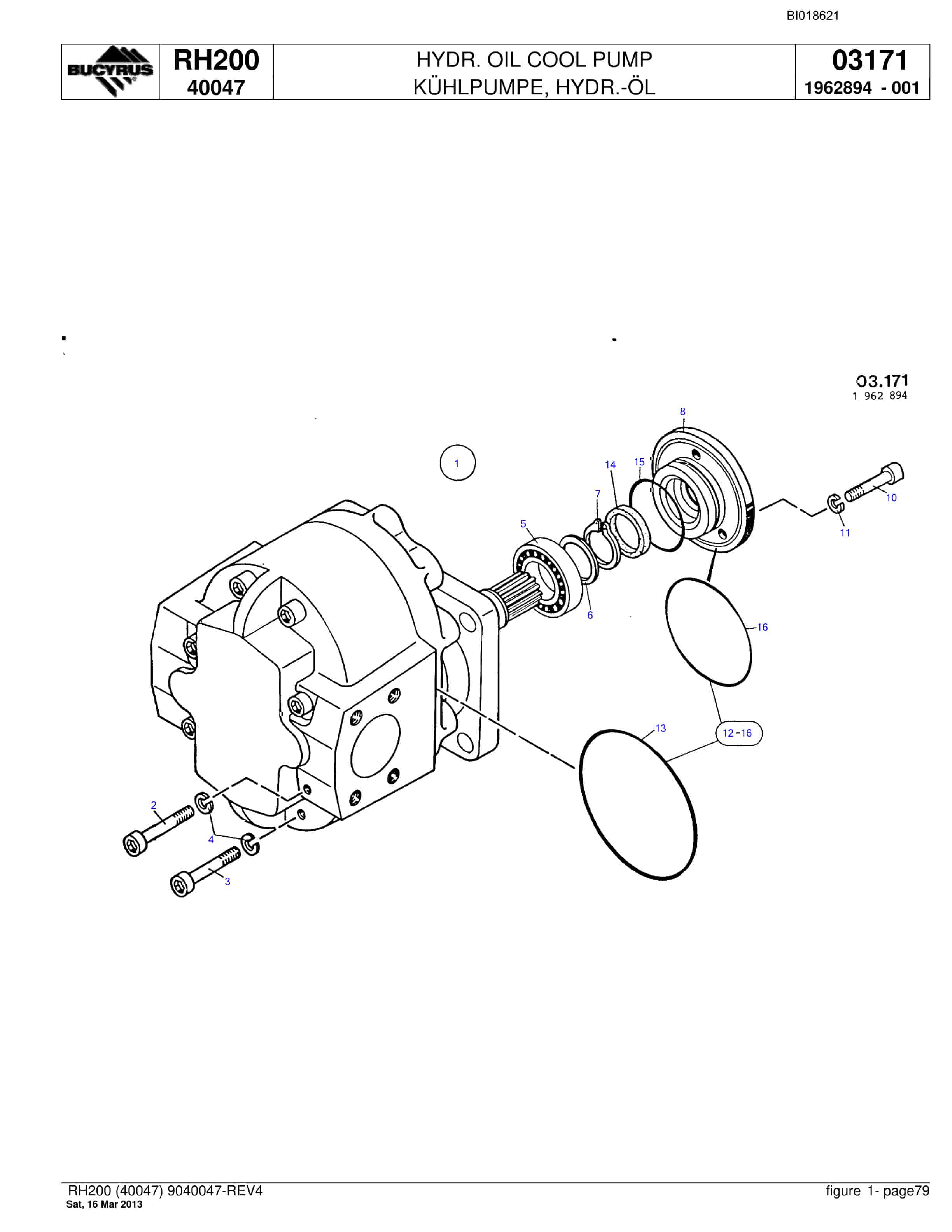 Bucyrus RH200 Hydraulic Excavator Parts Catalog BI018621-5