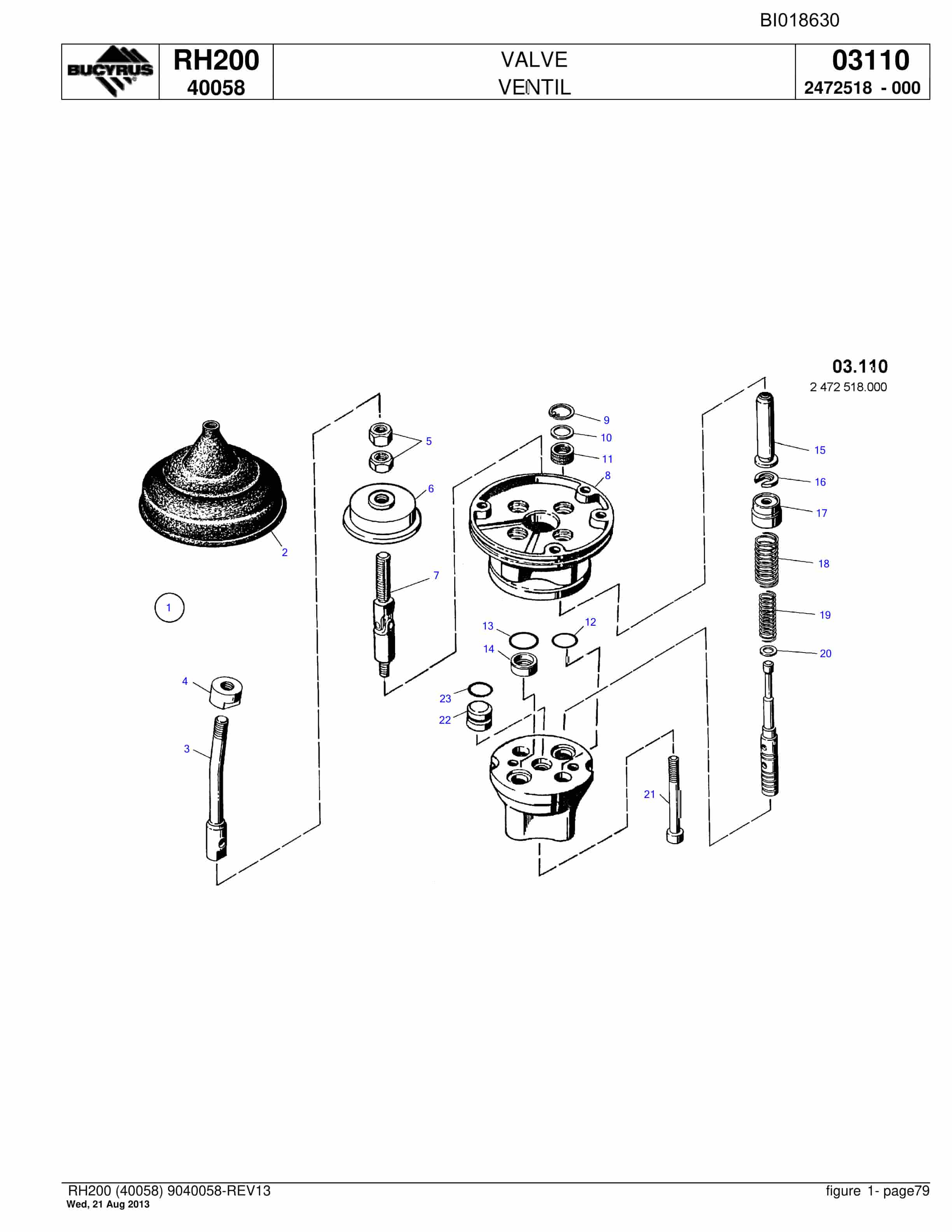 Bucyrus RH200 Hydraulic Excavator Parts Catalog BI018630-4
