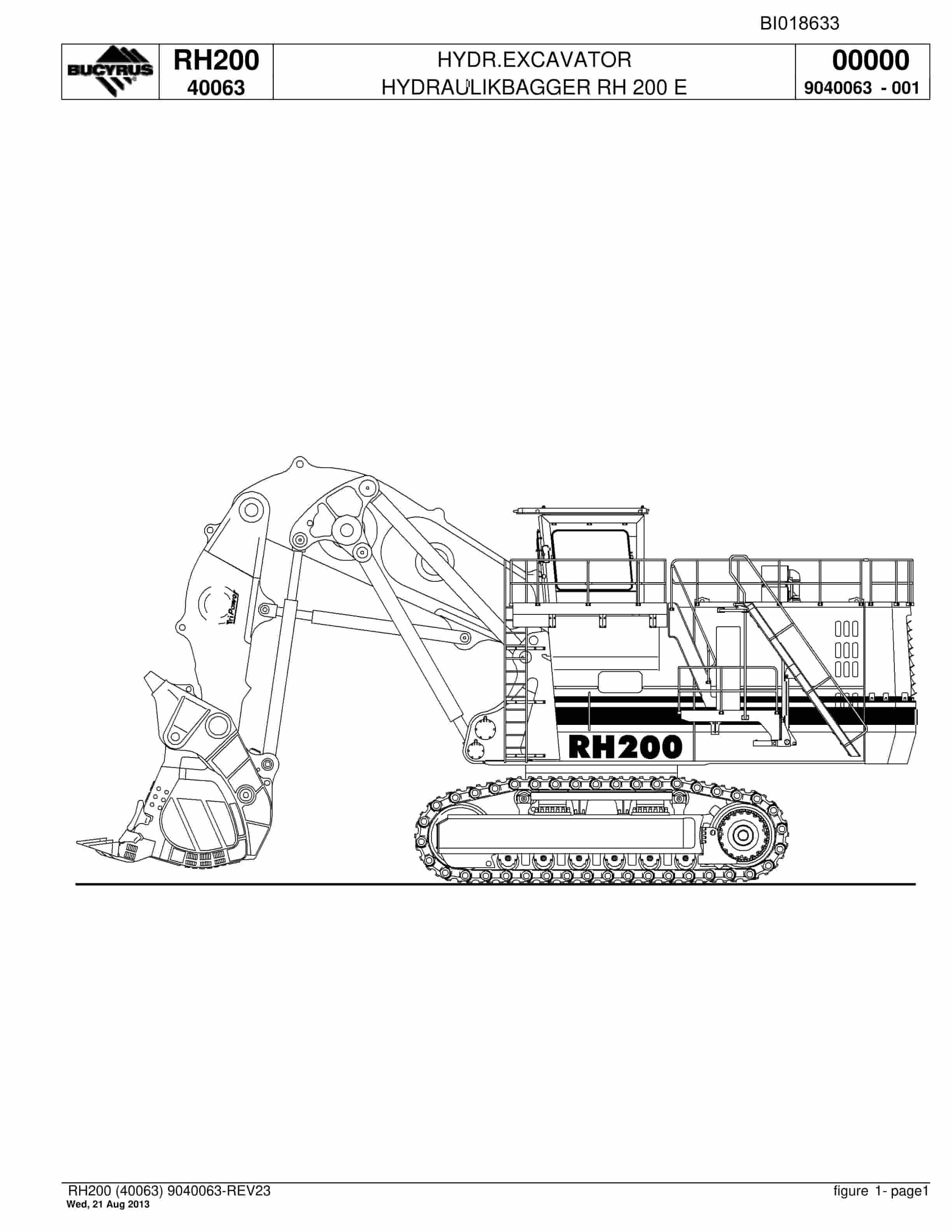 Bucyrus RH200 Hydraulic Excavator Parts Catalog BI018633