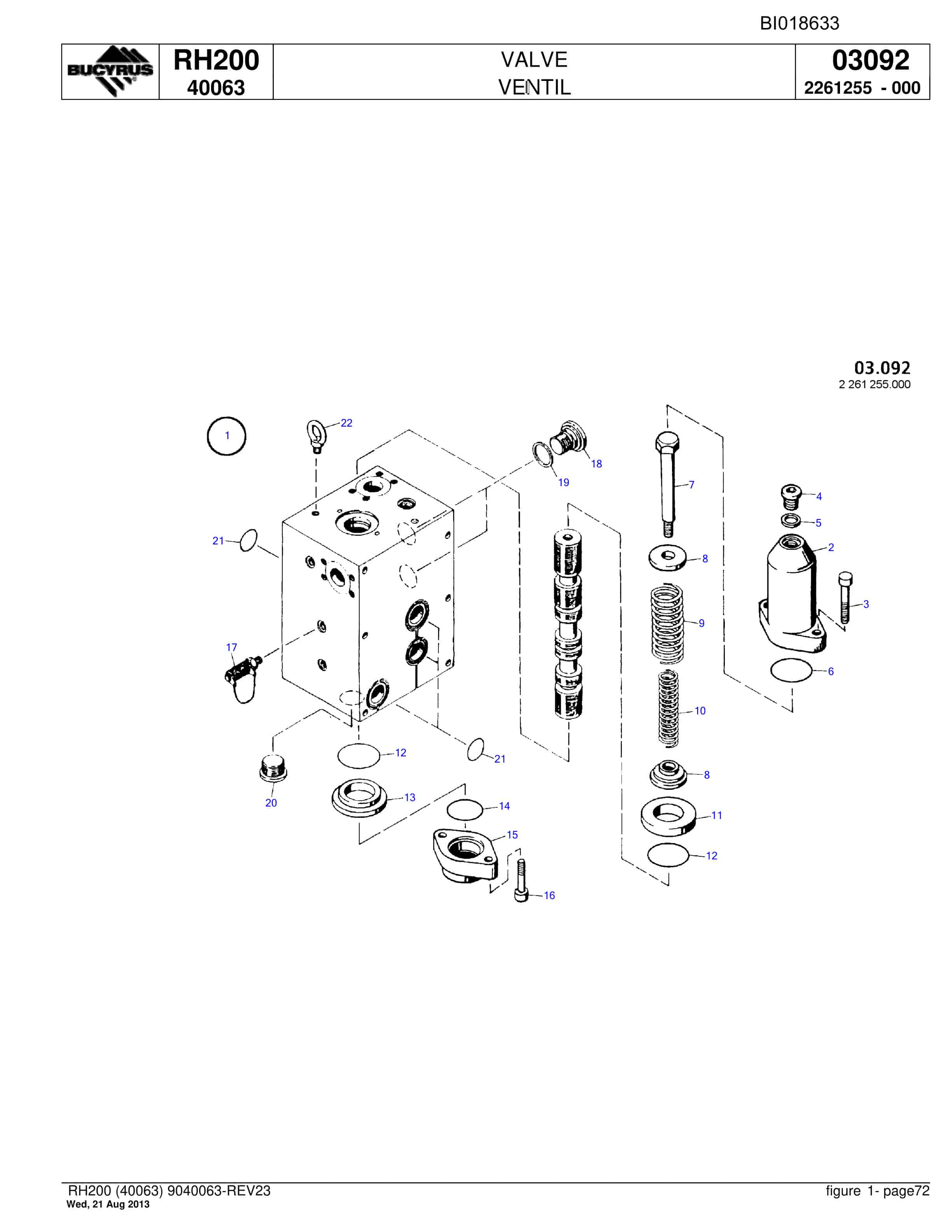 Bucyrus RH200 Hydraulic Excavator Parts Catalog BI018633-4