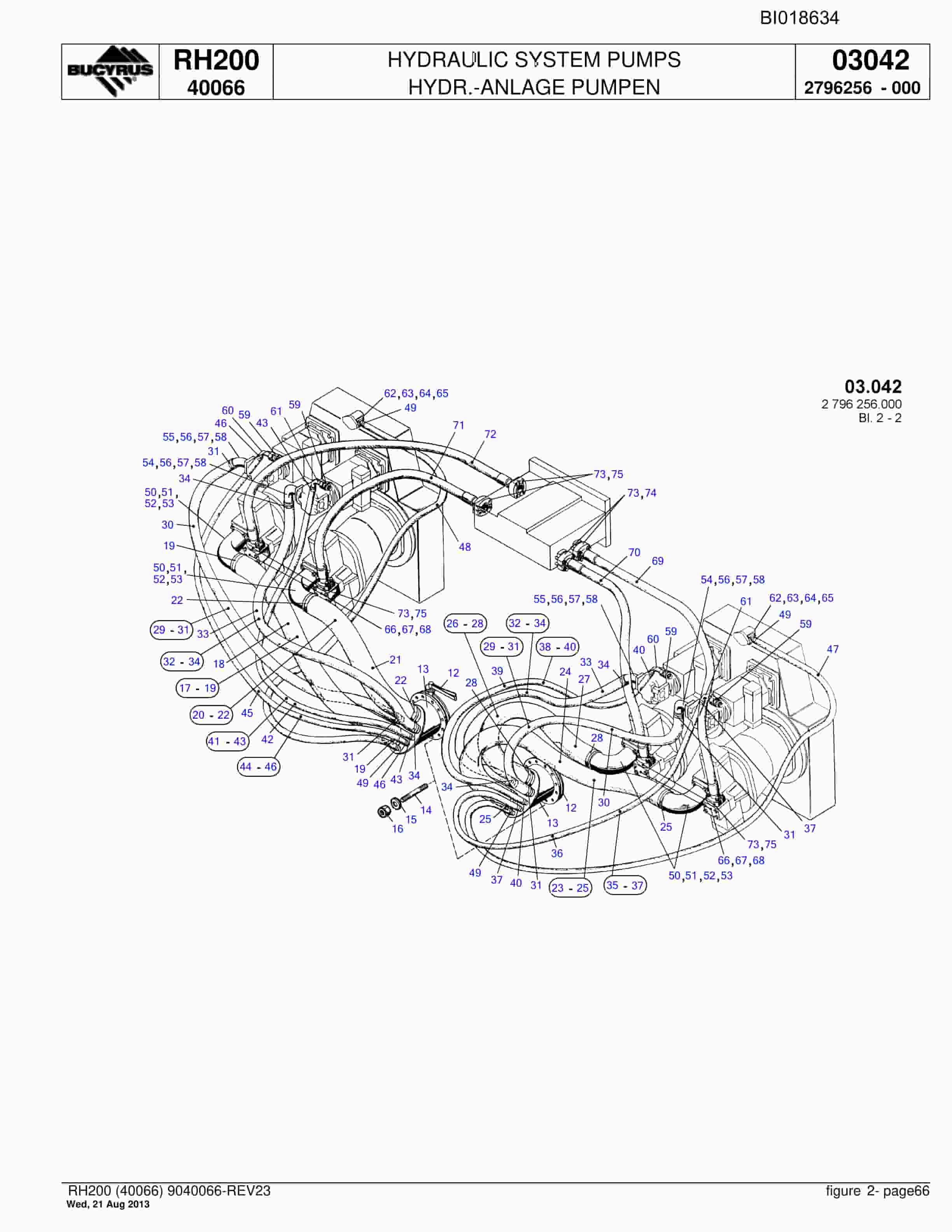 Bucyrus RH200 Hydraulic Excavator Parts Catalog BI018634-3