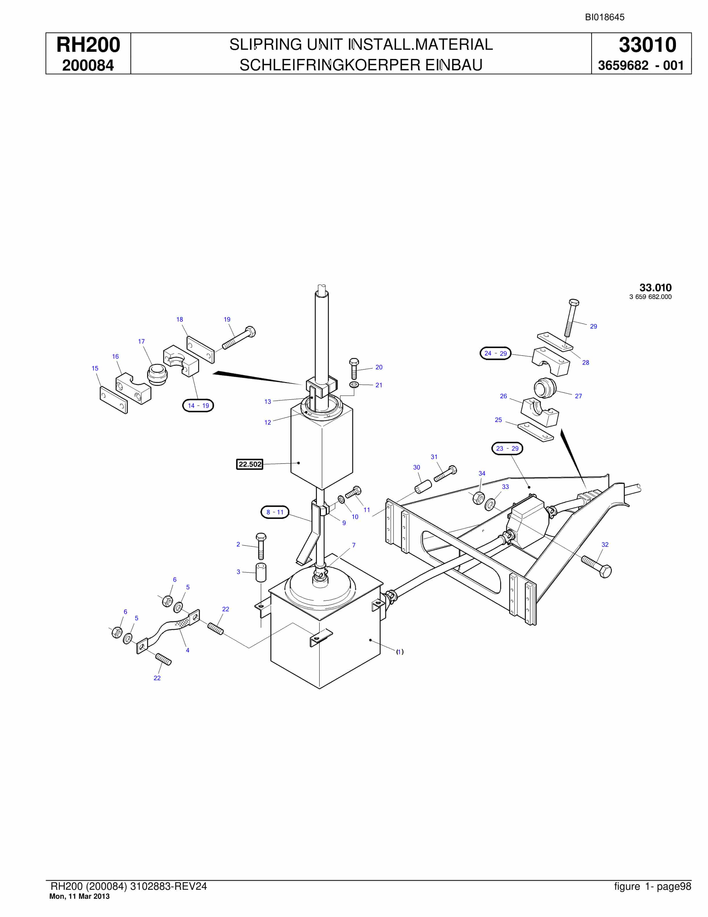 Bucyrus RH200 Hydraulic Excavator Parts Catalog BI018645-4