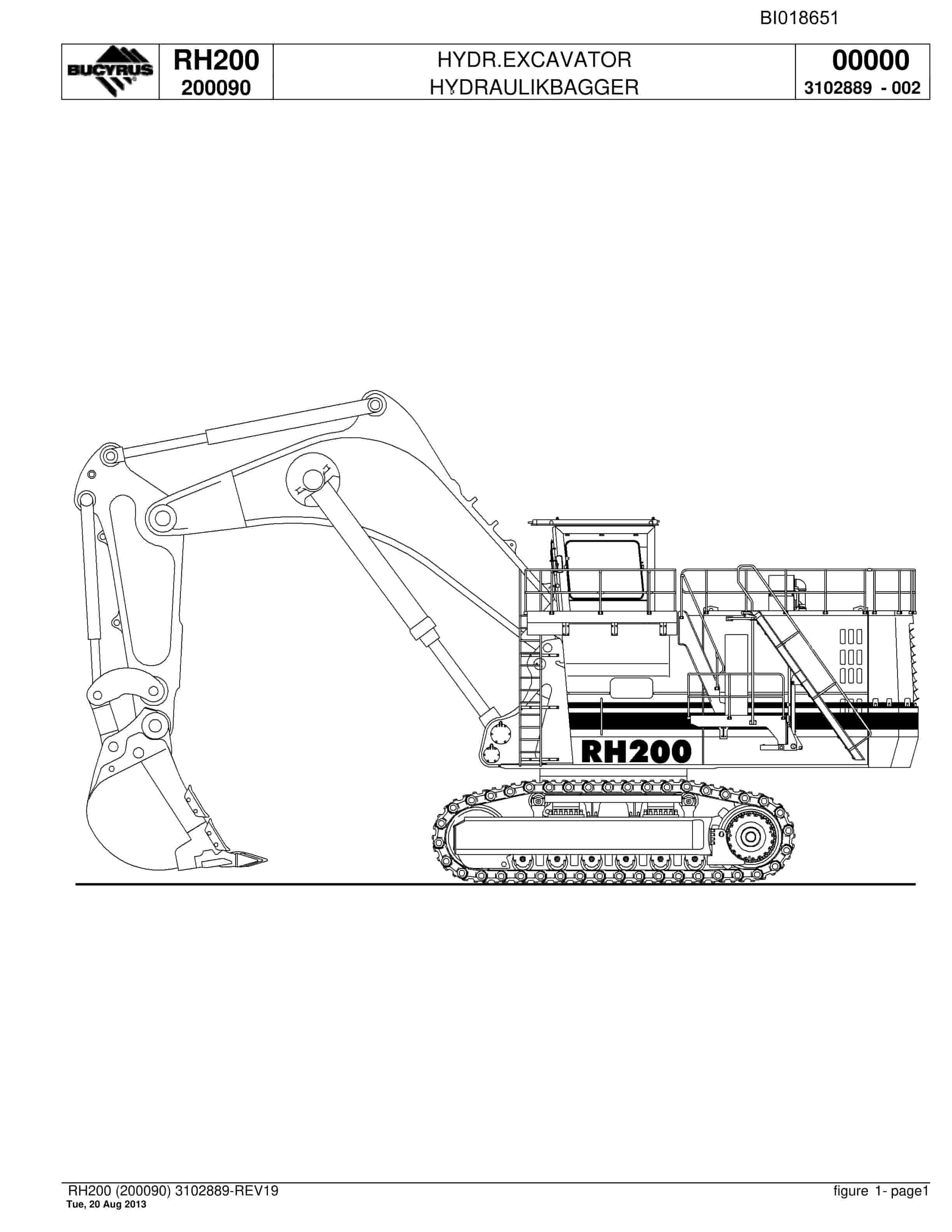 Bucyrus RH200 Hydraulic Excavator Parts Catalog BI018651