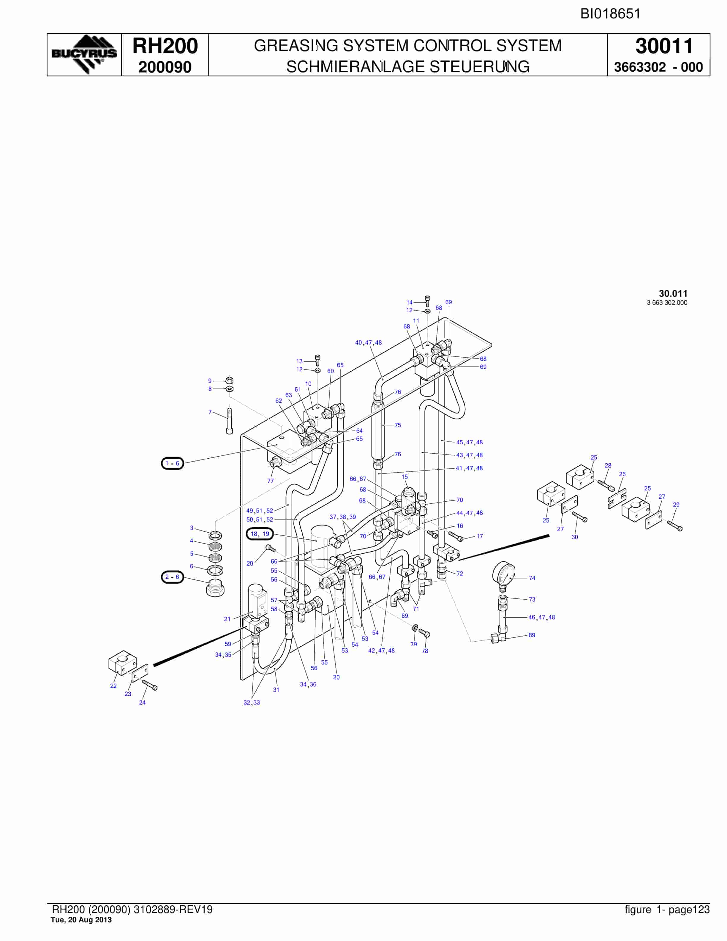 Bucyrus RH200 Hydraulic Excavator Parts Catalog BI018651-4