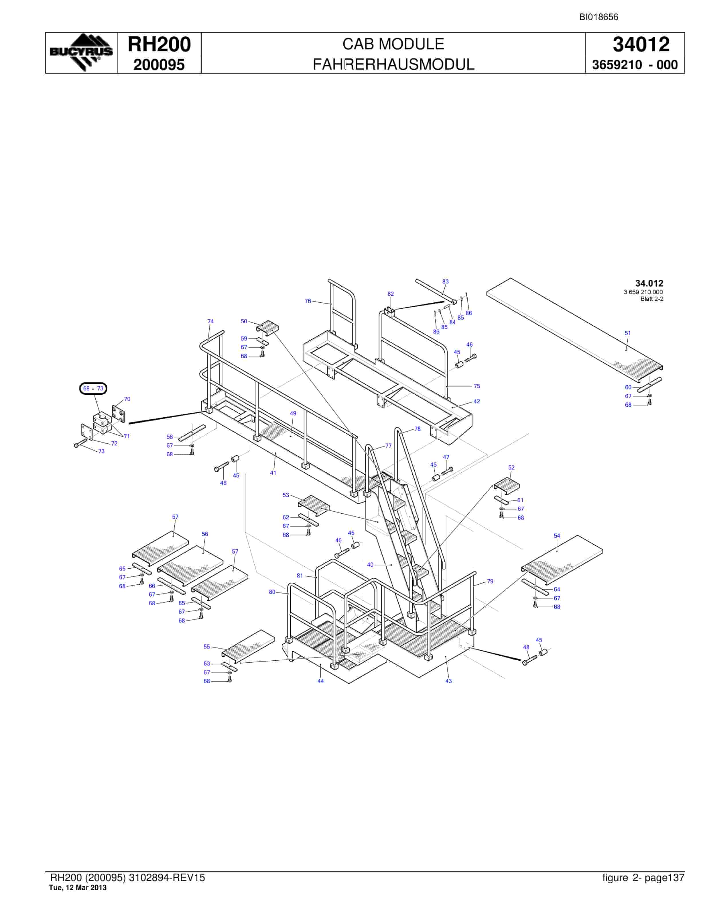 Bucyrus RH200 Hydraulic Excavator Parts Catalog BI018656-5