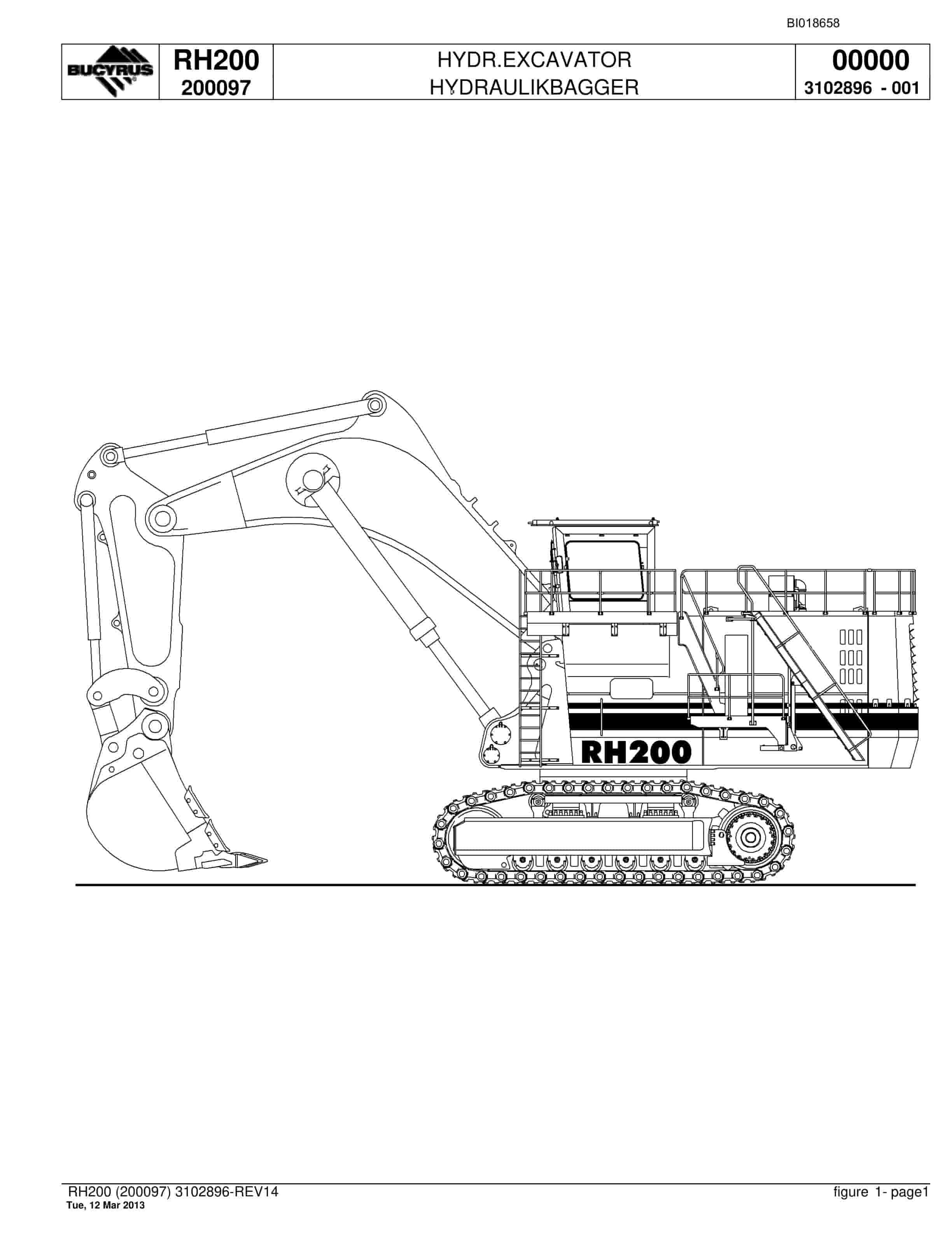 Bucyrus RH200 Hydraulic Excavator Parts Catalog BI018658