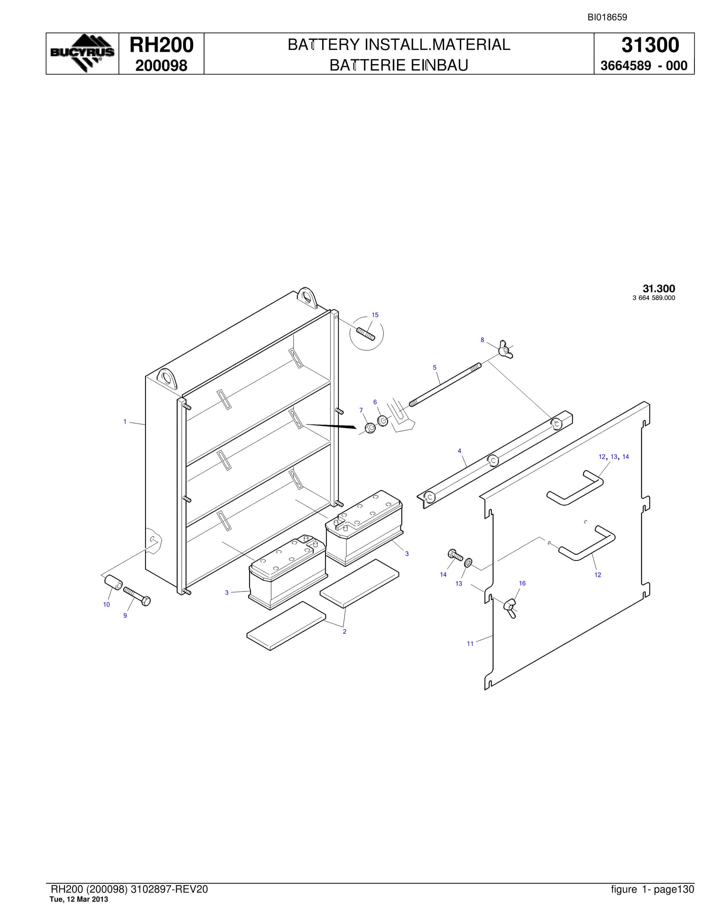 Bucyrus RH200 Hydraulic Excavator Parts Catalog BI018659-5